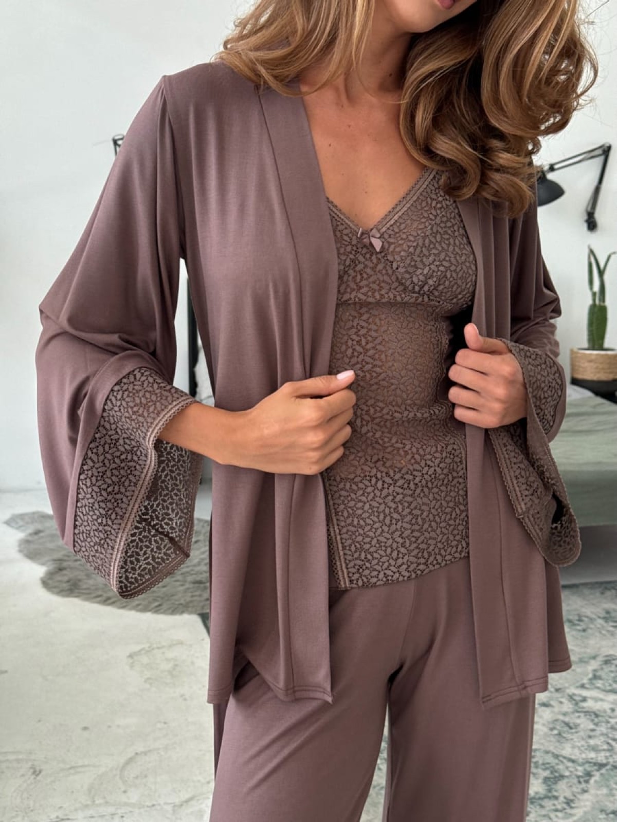 Pajama Set TP-M-10 Mleczna czekolada Violet Delux