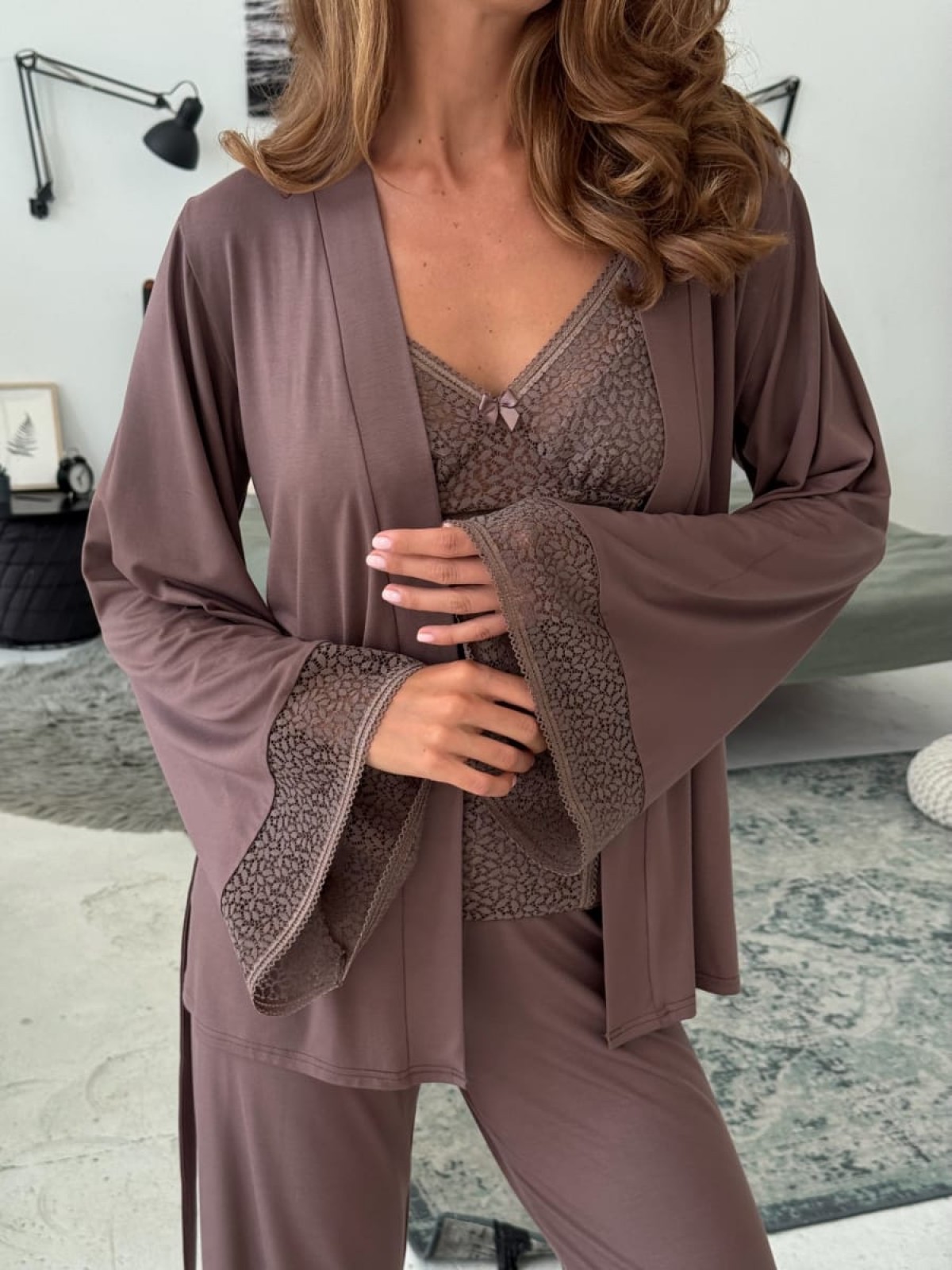 Pajama Set TP-M-10 Mleczna czekolada Violet Delux