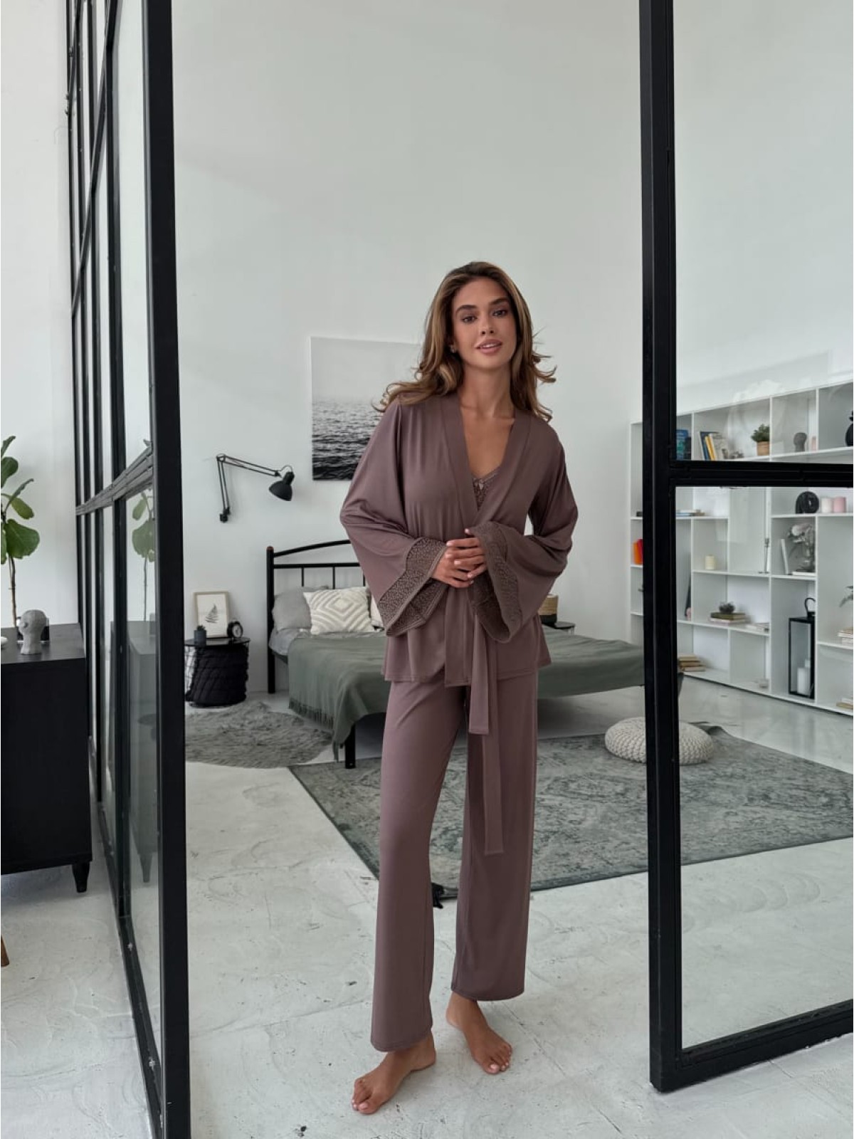 Pajama Set TP-M-10 Mleczna czekolada Violet Delux