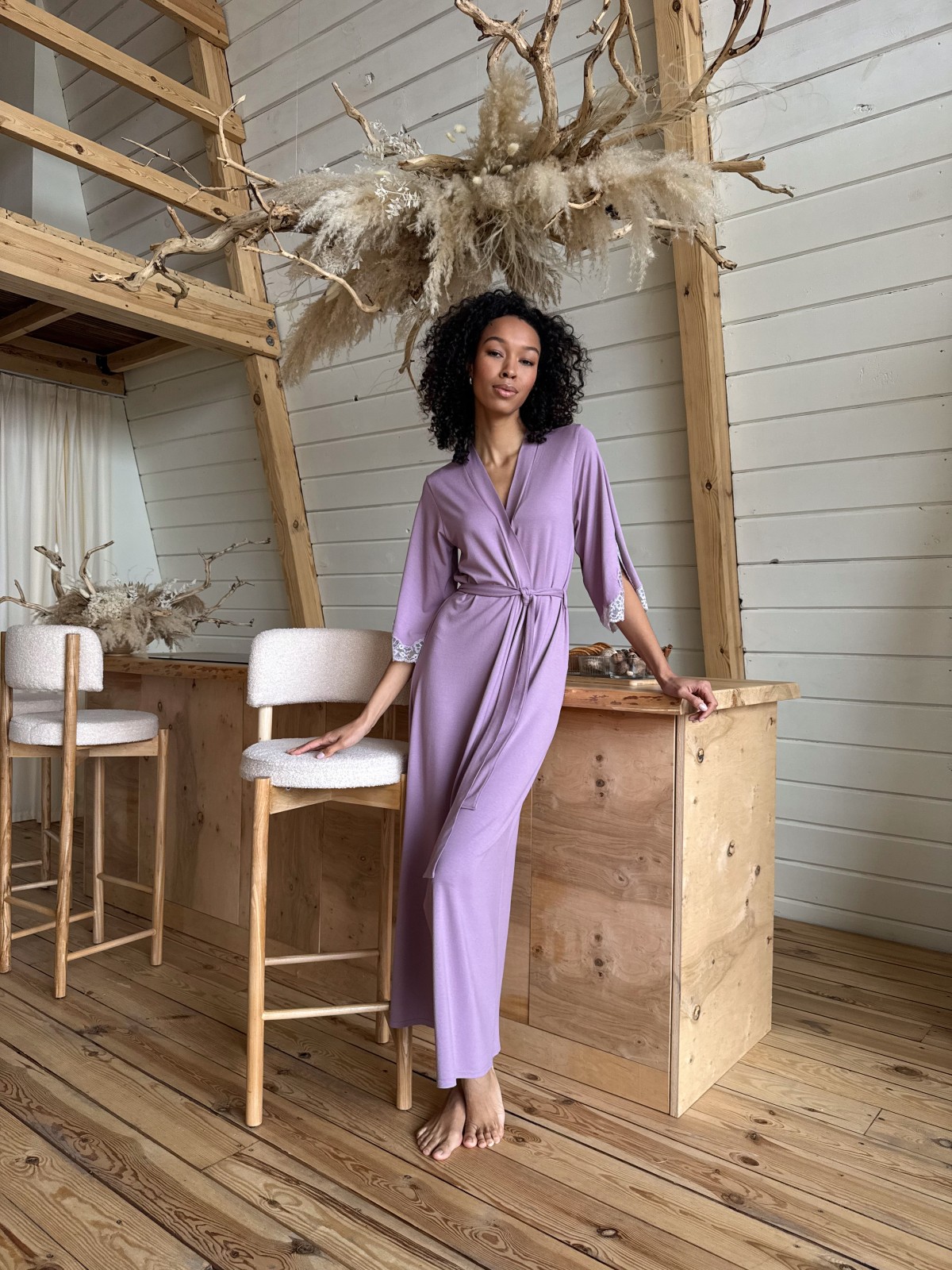 Szlafrok X-M-48 Liliowy Violet Delux