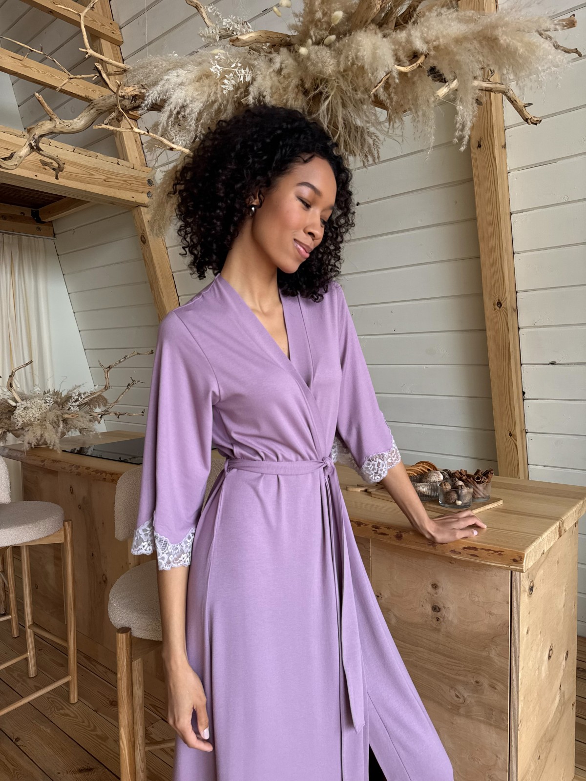 Szlafrok X-M-48 Liliowy Violet Delux