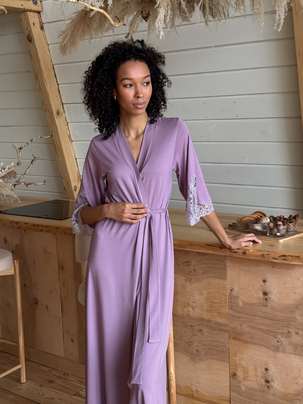 Szlafrok X-M-48 Liliowy Violet Delux