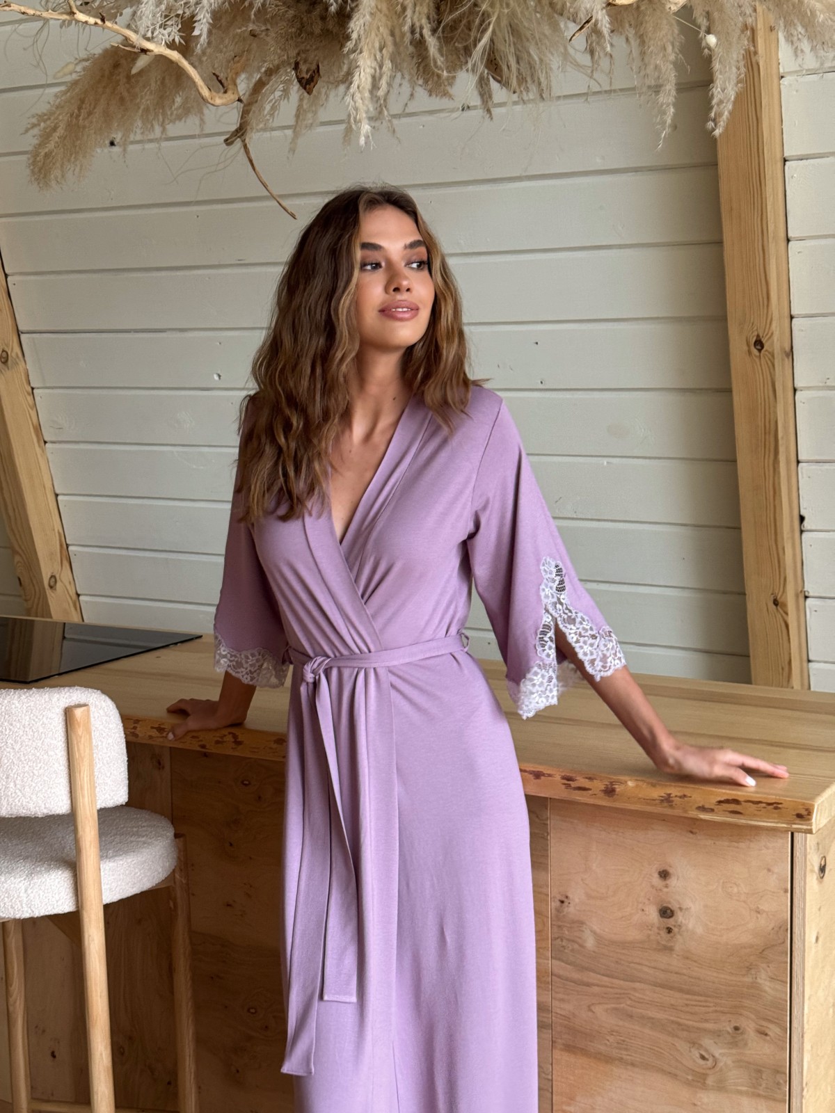 Szlafrok X-M-48 Liliowy Violet Delux