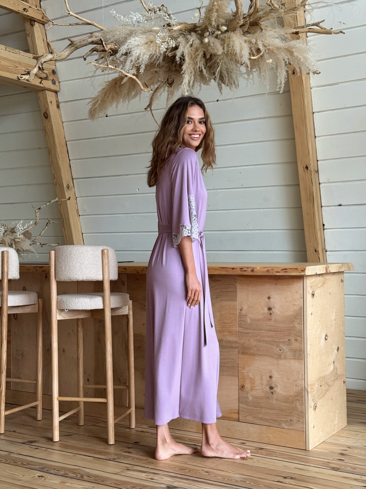 Szlafrok X-M-48 Liliowy Violet Delux