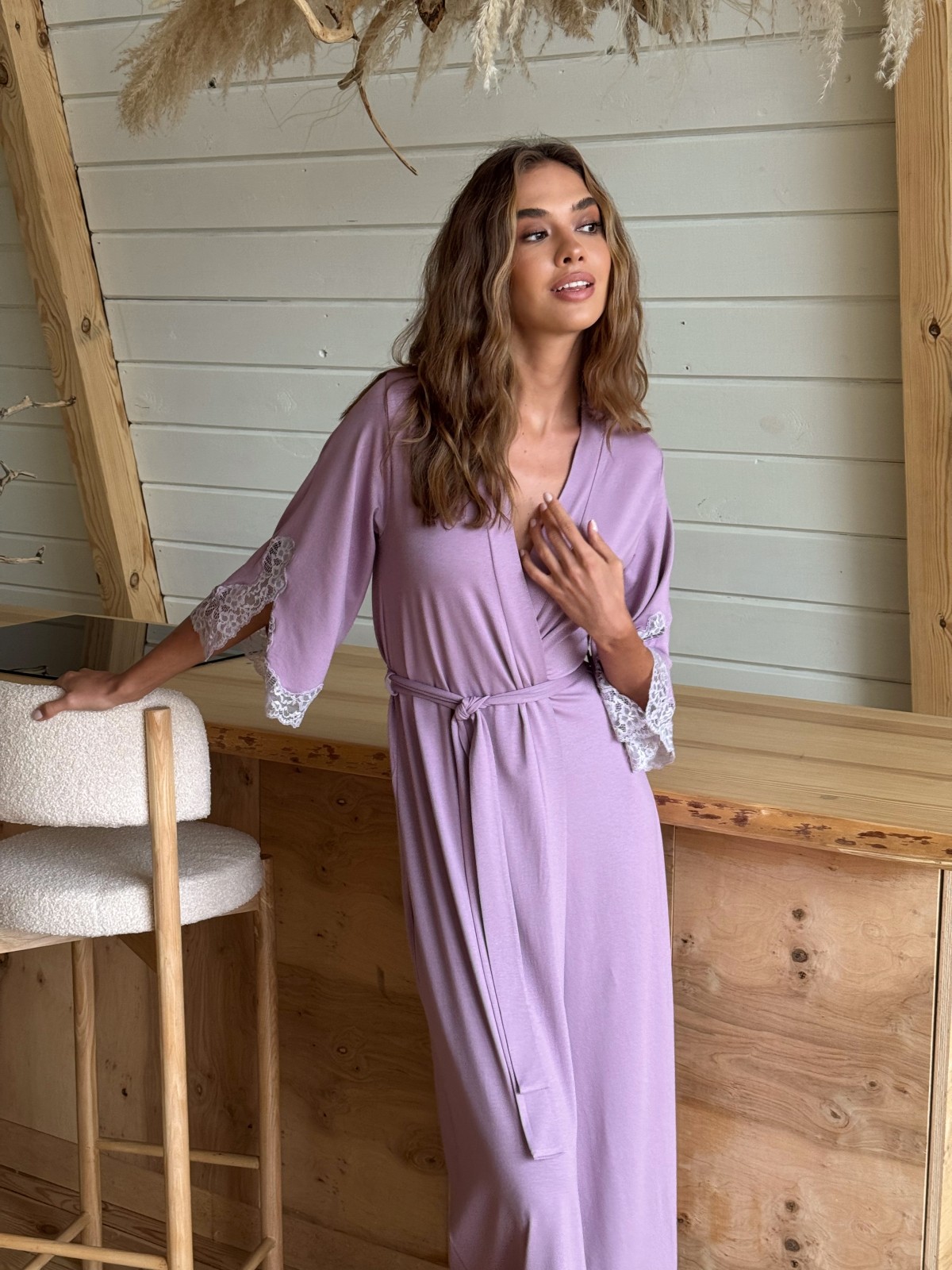 Szlafrok X-M-48 Liliowy Violet Delux