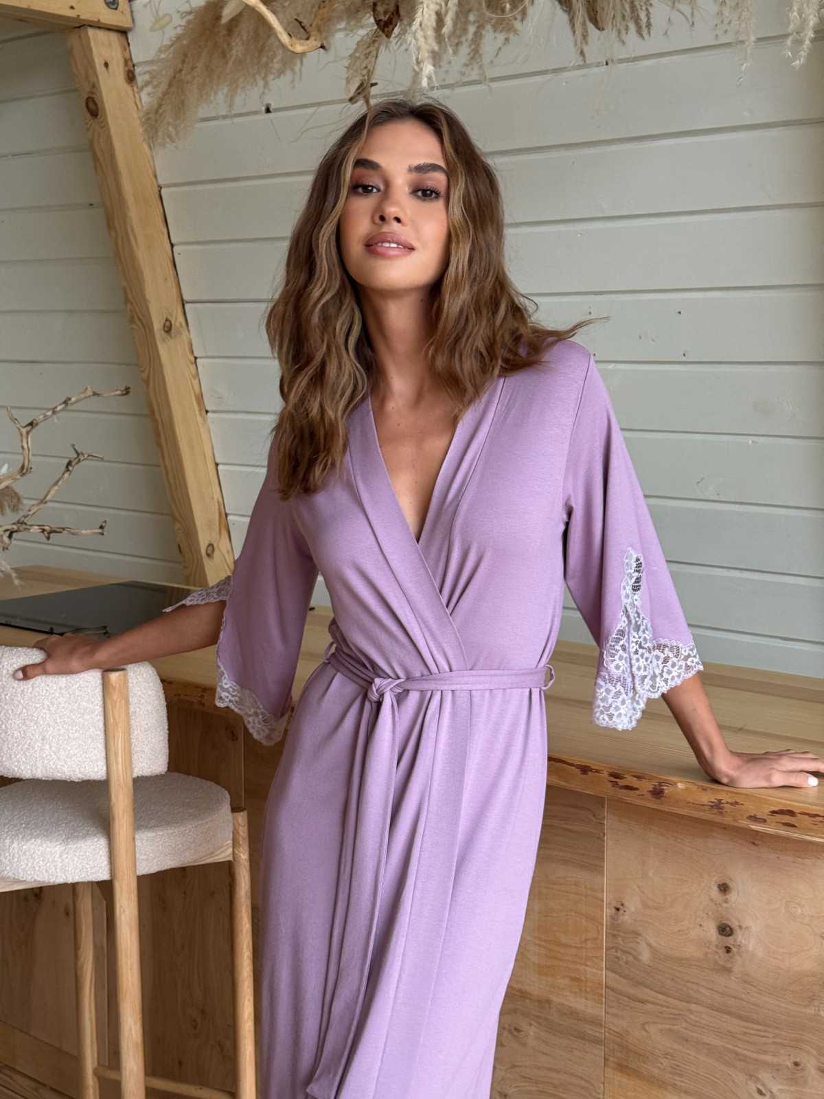 Szlafrok X-M-48 Liliowy Violet Delux