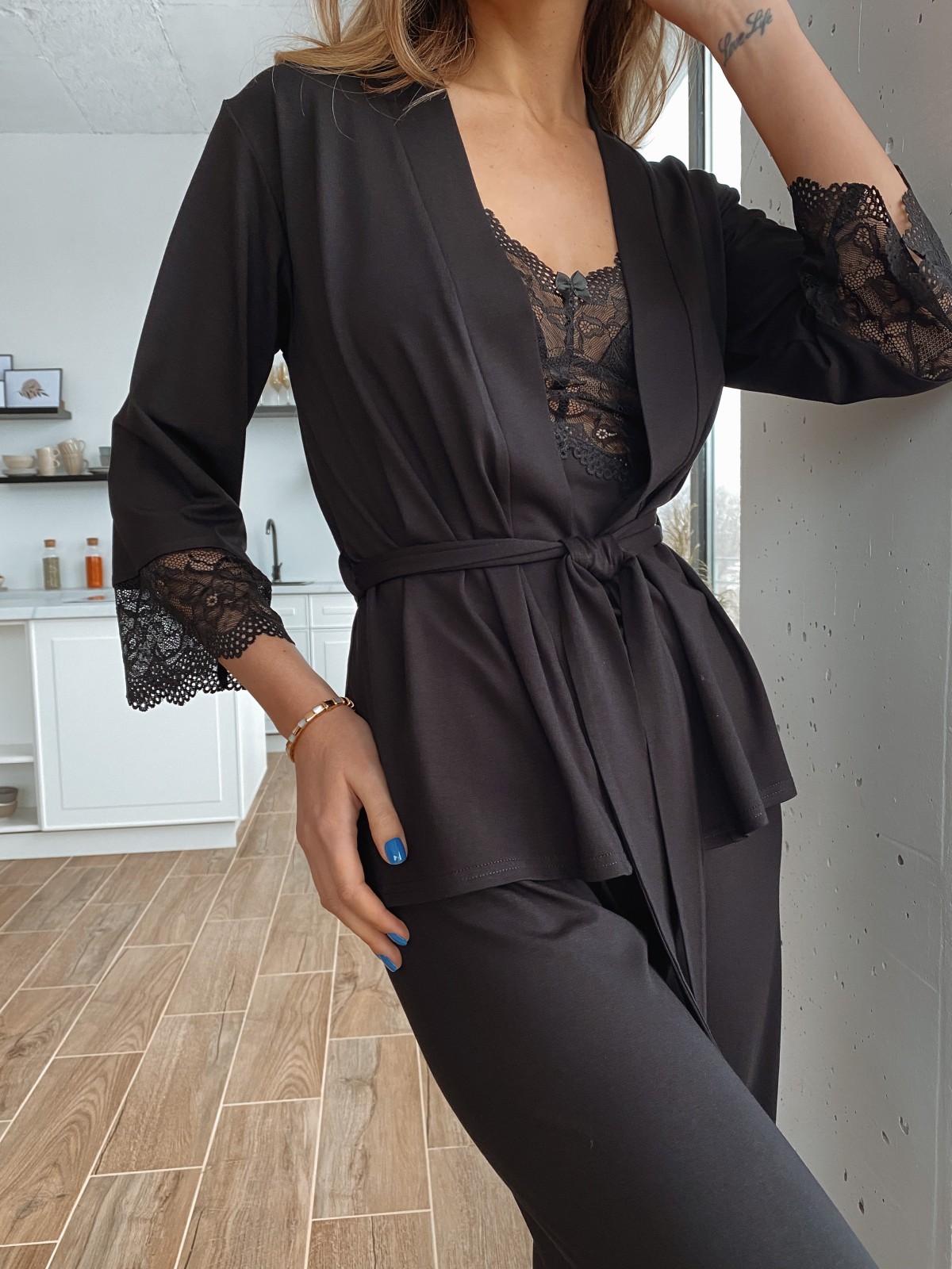 Pajama Set TP-M-4 Czarny Violet Delux