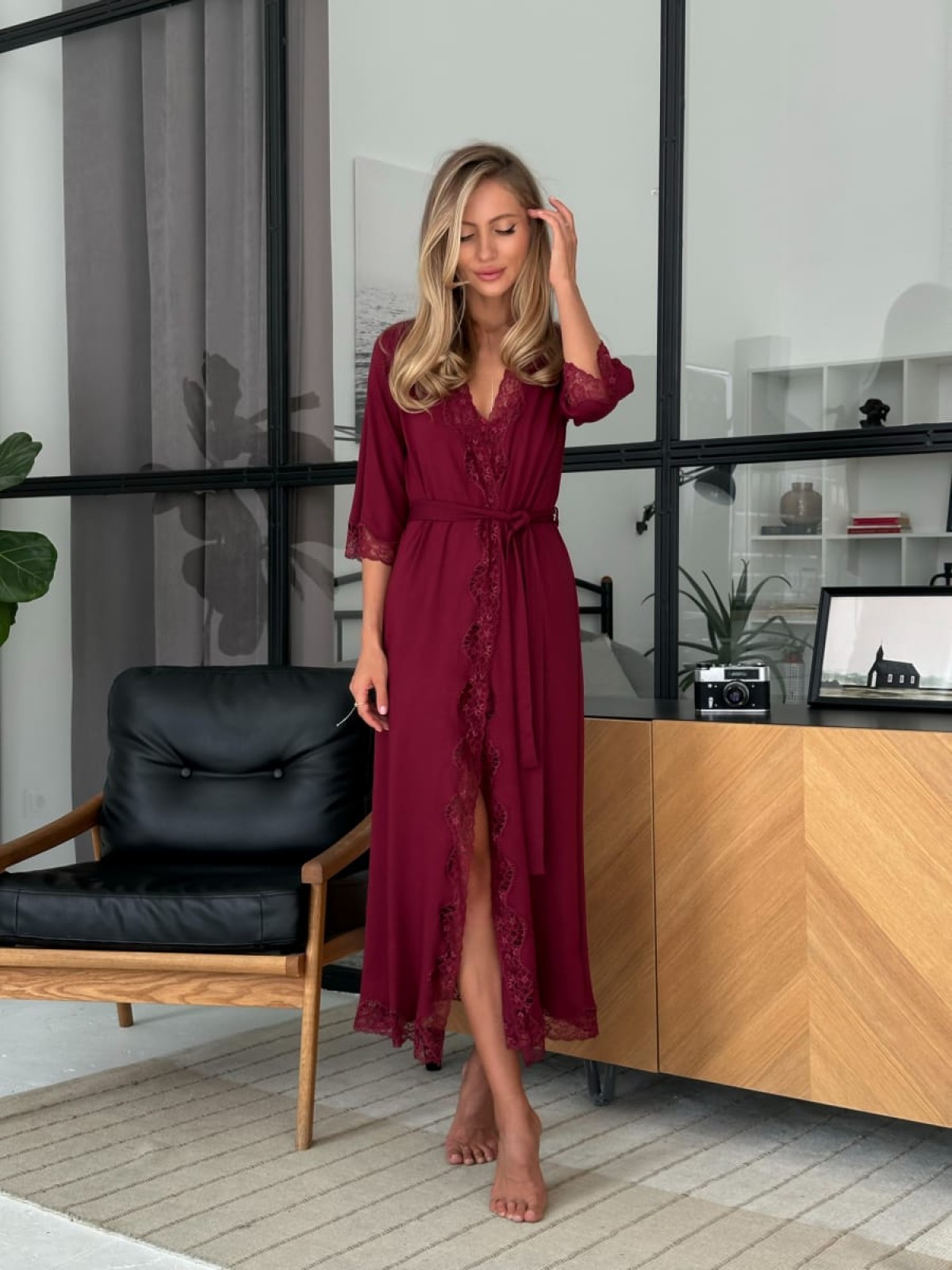 Szlafrok X-M-46 Bordeaux Violet Delux