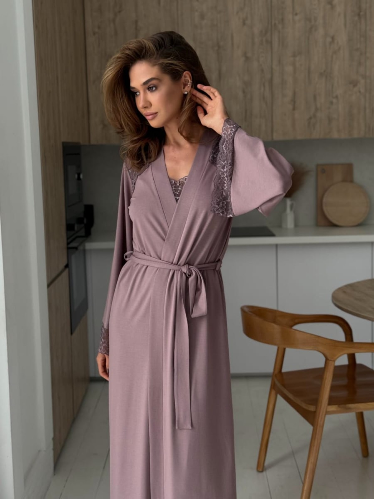 Szlafrok X-M-50 Latte Violet Delux