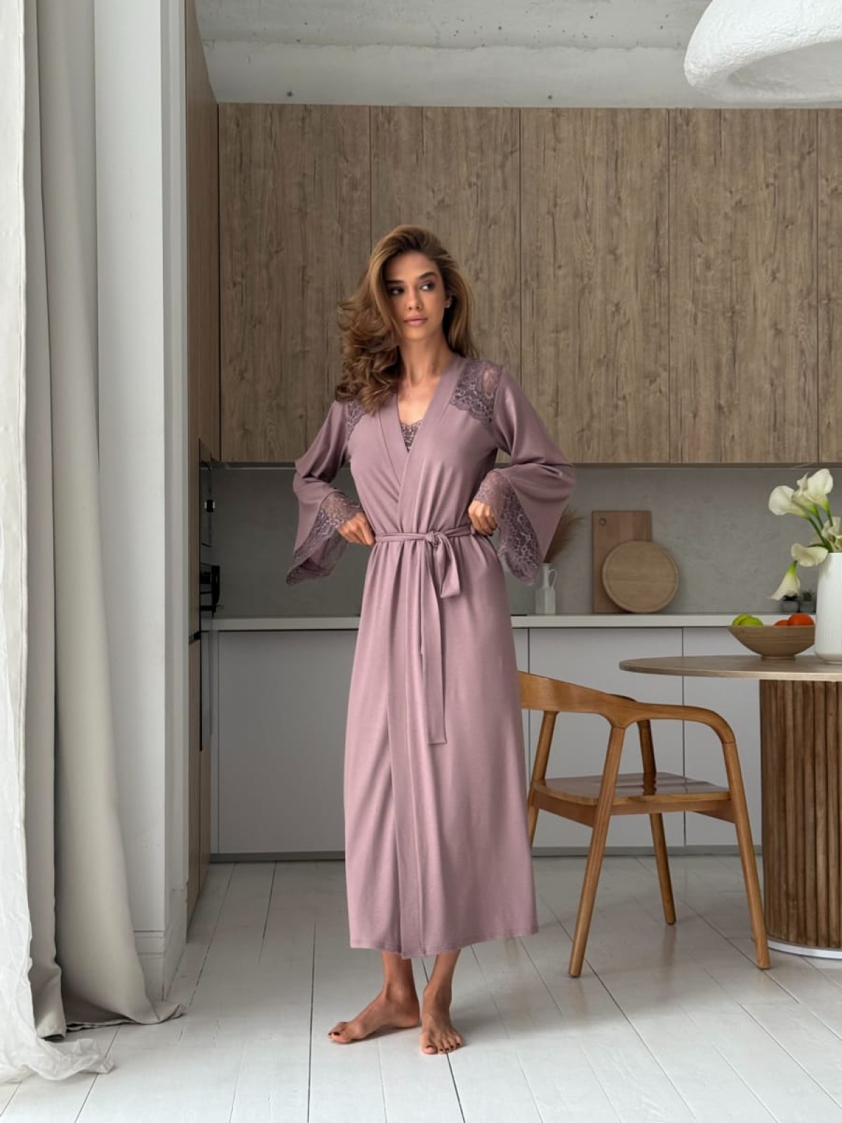 Szlafrok X-M-50 Latte Violet Delux