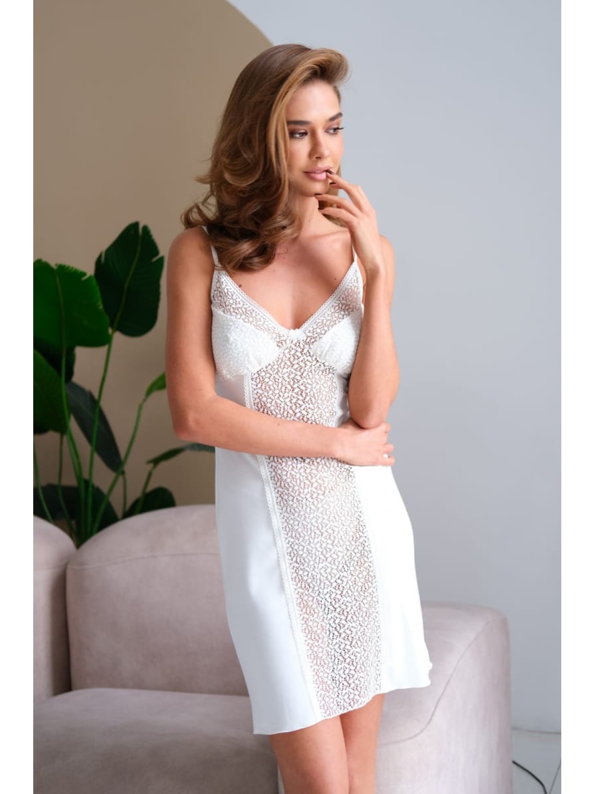 Koszula Nocne HC-M-114 Ivory Violet Delux