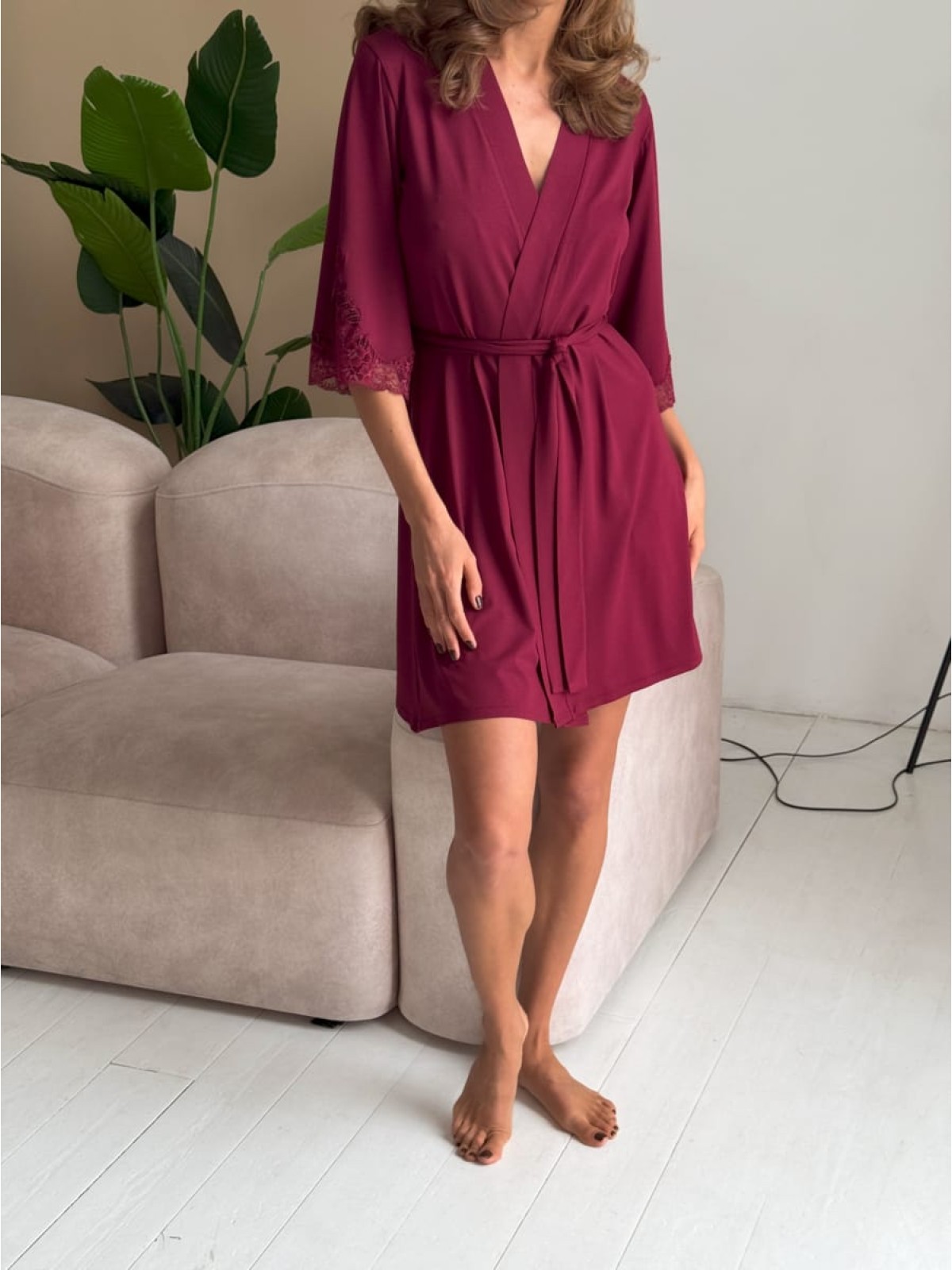 Szlafrok X-M-49 Bordeaux Violet Delux