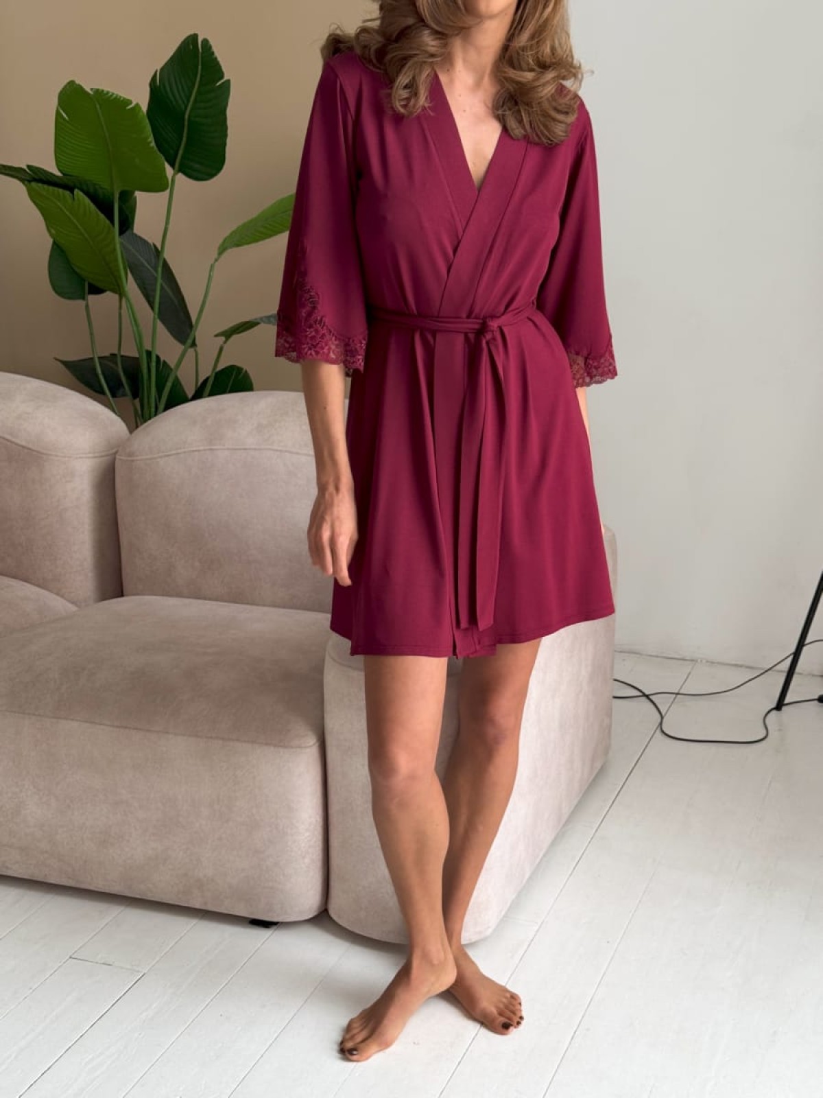 Szlafrok X-M-49 Bordeaux Violet Delux