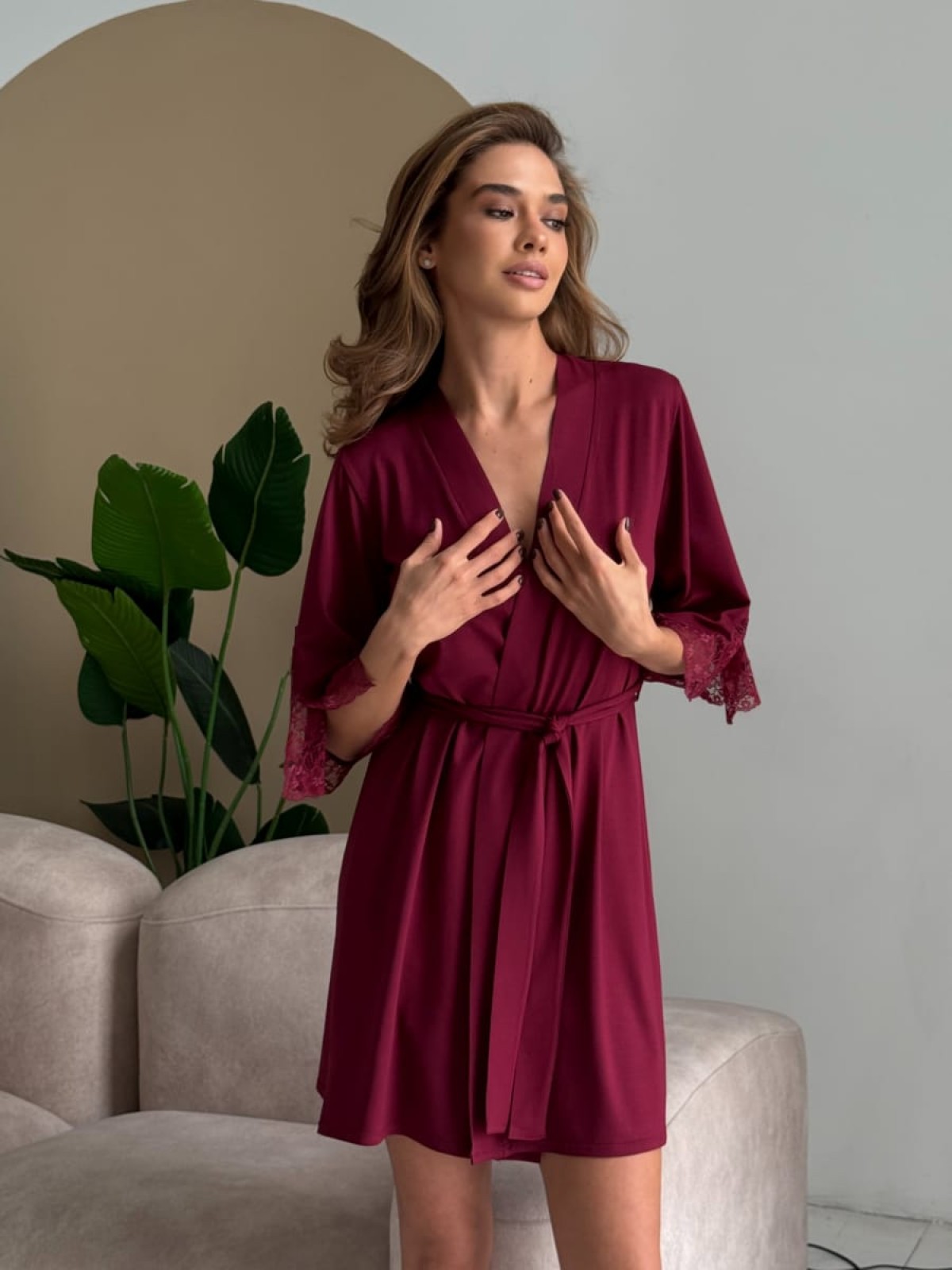 Szlafrok X-M-49 Bordeaux Violet Delux