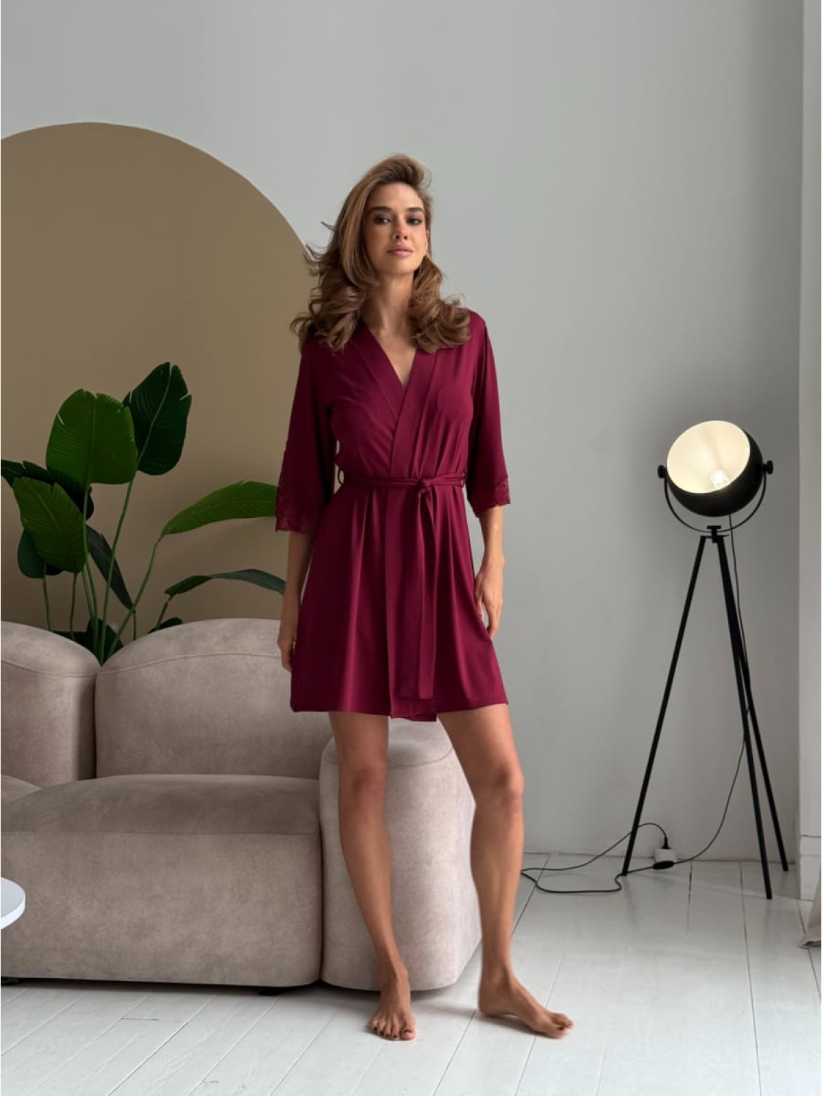 Szlafrok X-M-49 Bordeaux Violet Delux