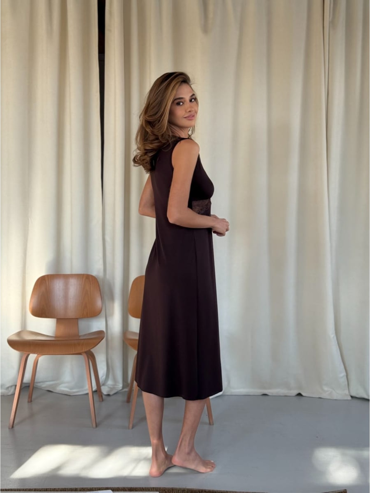 Koszula Nocne HC-M-60 Czekolada Violet Delux