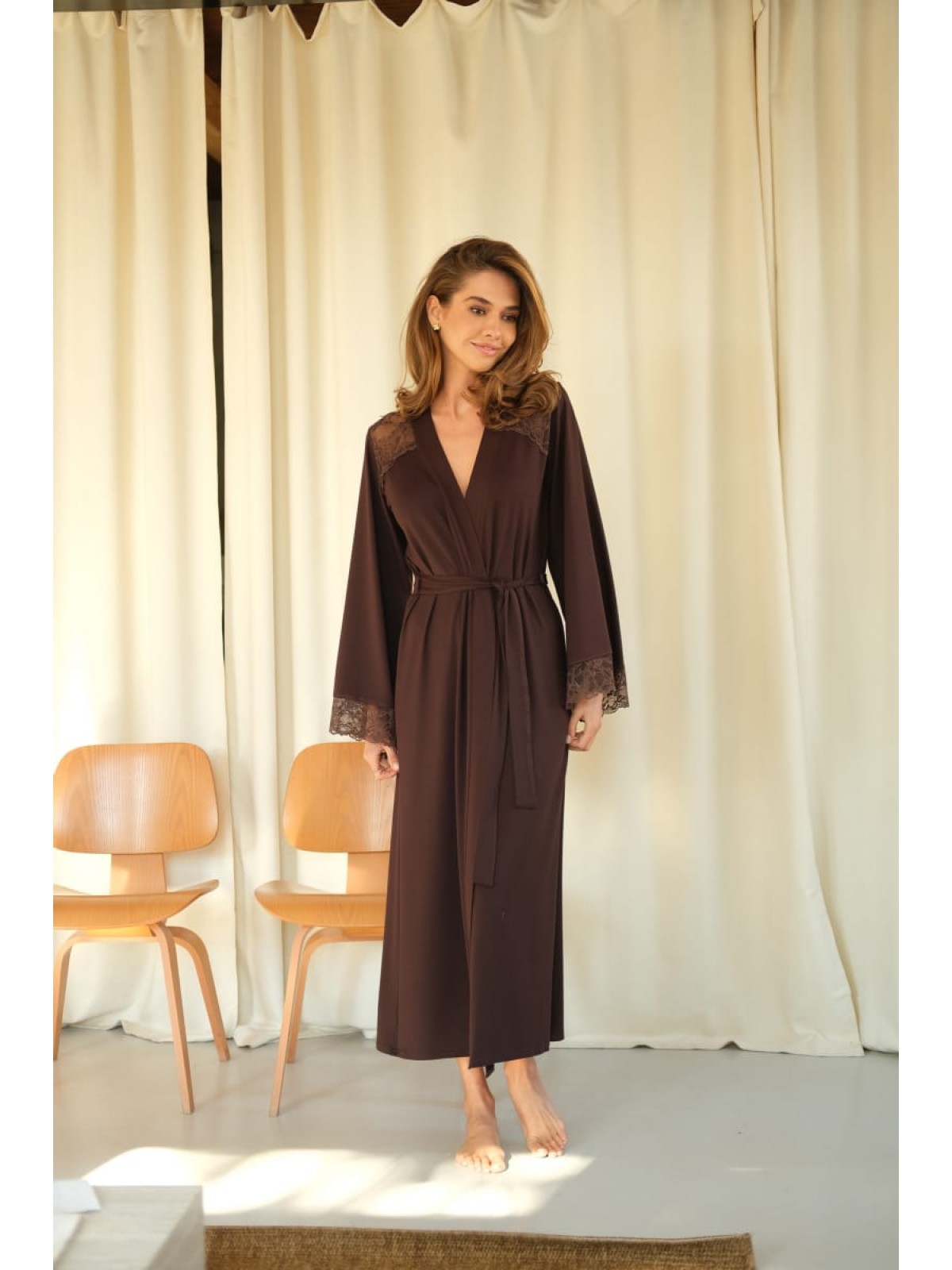 Szlafrok X-M-50 Czekolada  Violet Delux