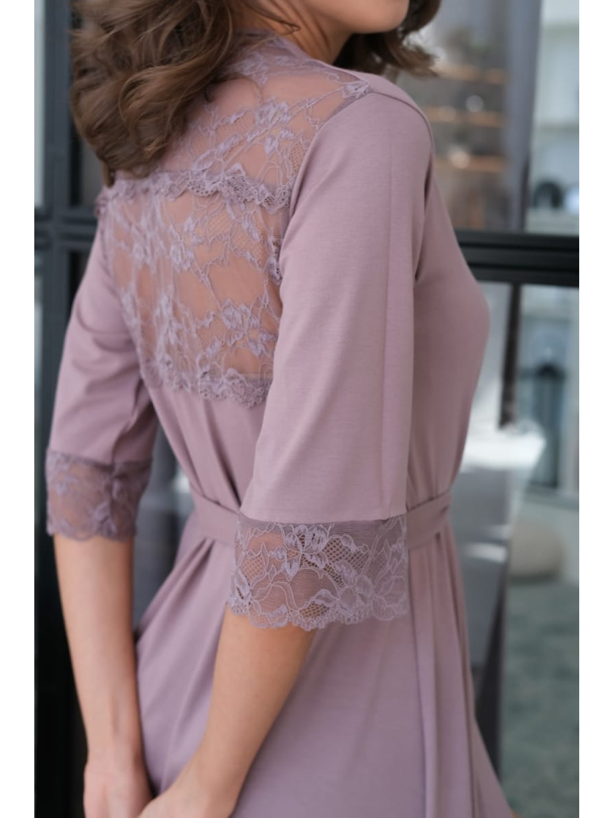 Szlafrok X-M-36 Latte Violet Delux