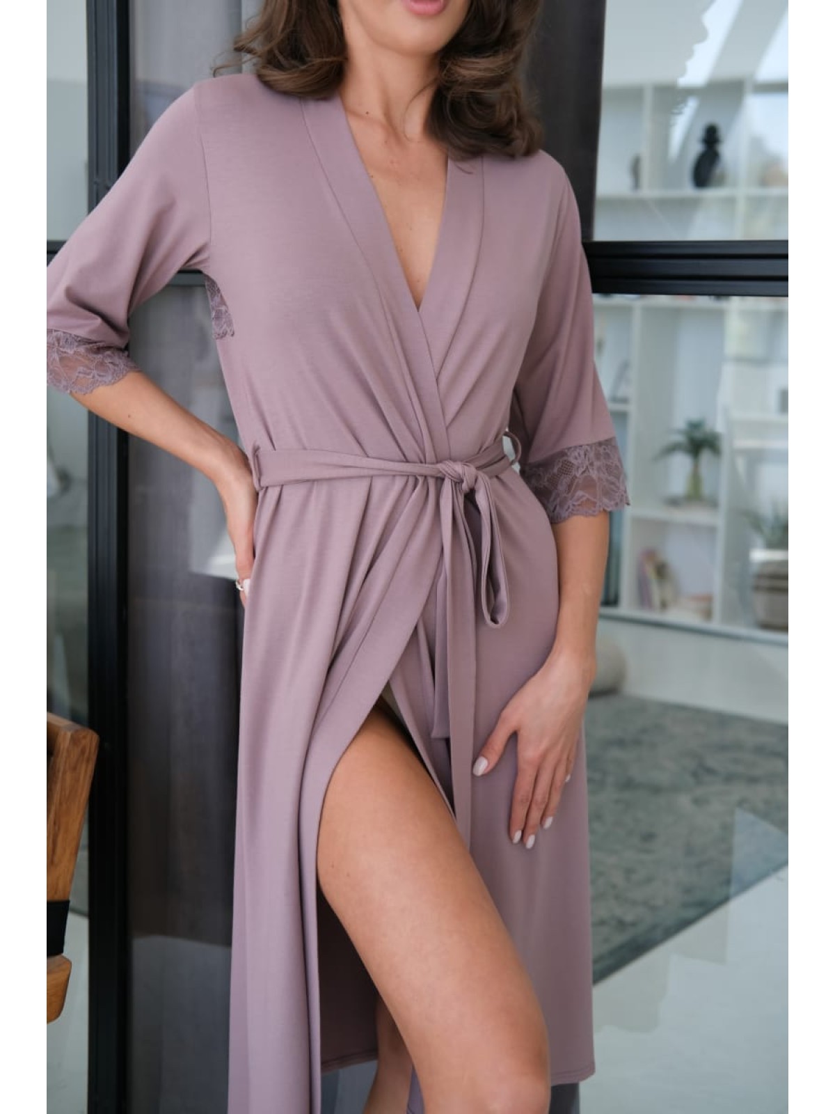 Szlafrok X-M-36 Latte Violet Delux