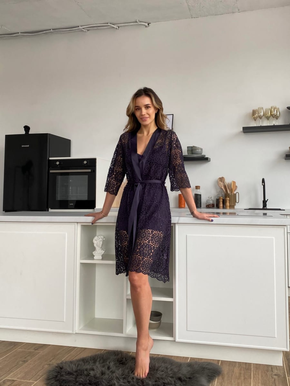 Szlafrok X-M-23 Granatowy Violet Delux