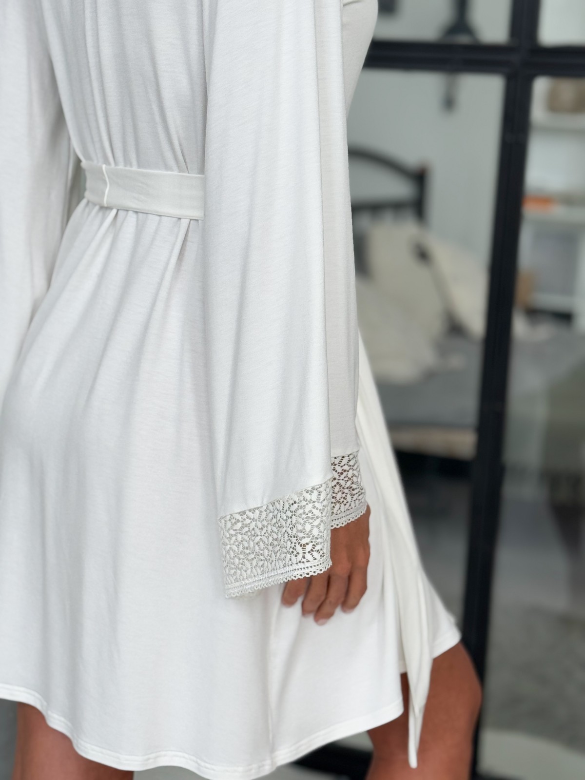 Szlafrok X-M-52 Ivory  Violet Delux