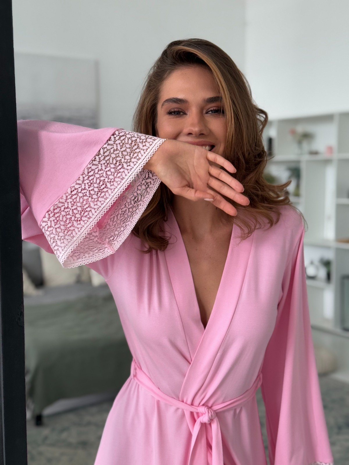 Szlafrok X-M-52 Różowy Violet Delux