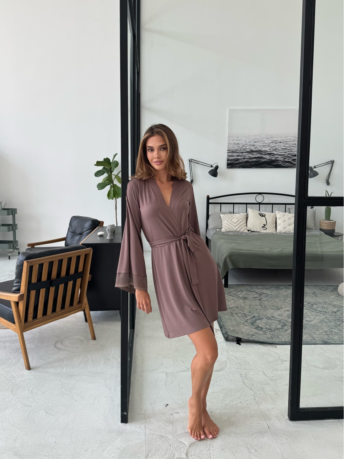 Szlafrok X-M-52 Mleczna czekolada Violet Delux