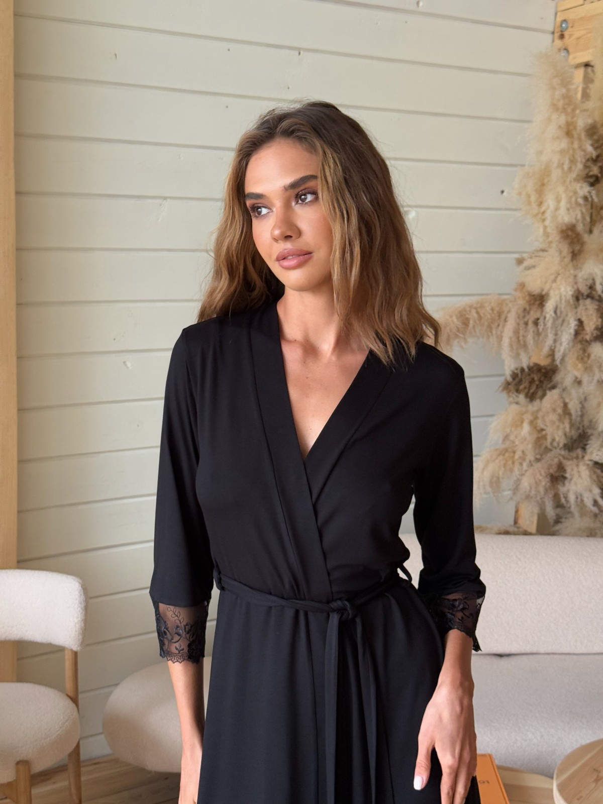 Szlafrok X-M-53 Czarny Violet Delux