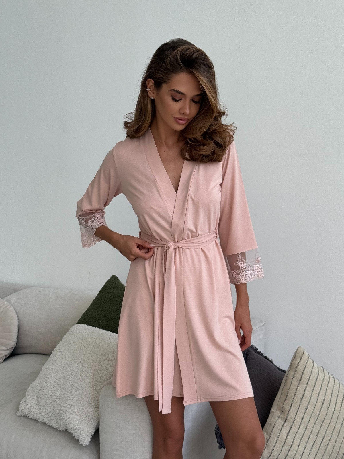 Szlafrok X-M-53 Pudrowy Violet Delux