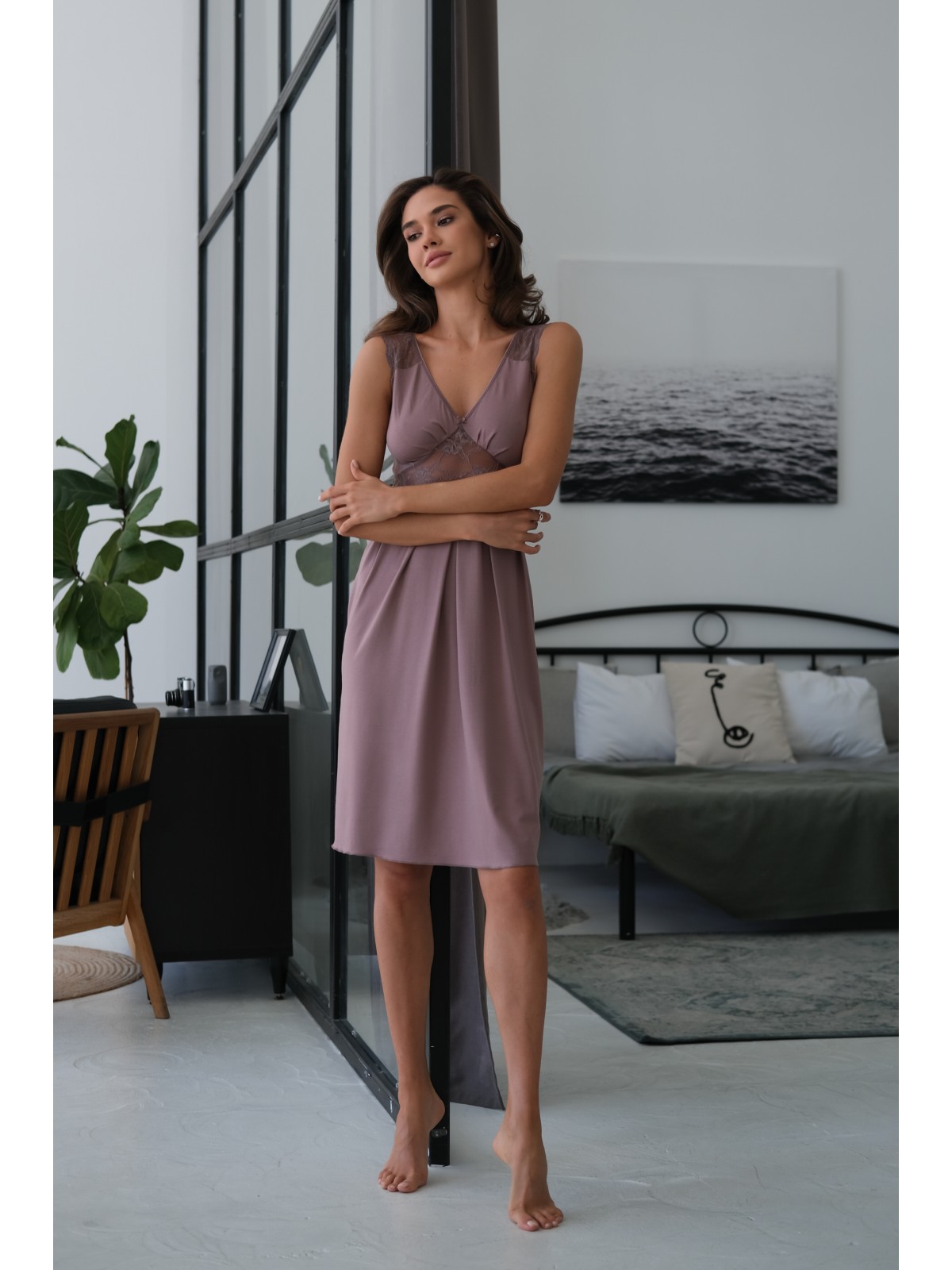 Nightgown HC-M-39  Latte Violet Delux