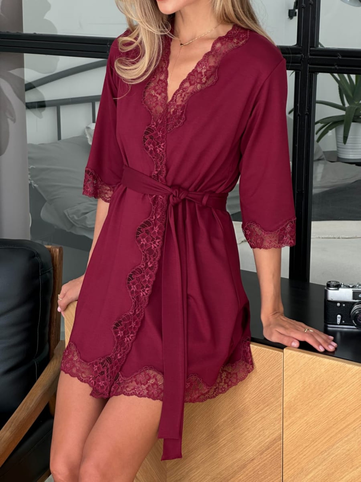 Szlafrok X-M-45 Bordeaux Violet Delux