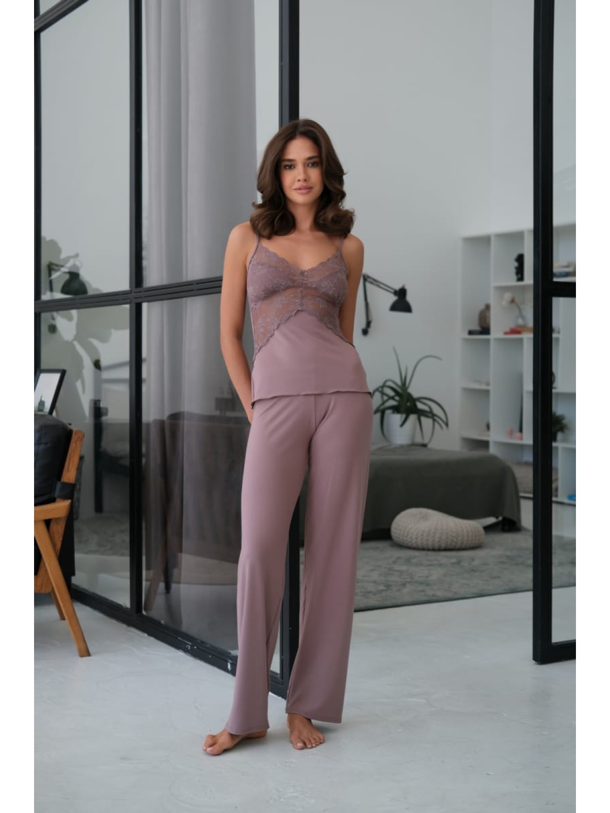 Pajama Set TP-M-4 Latte Violet Delux