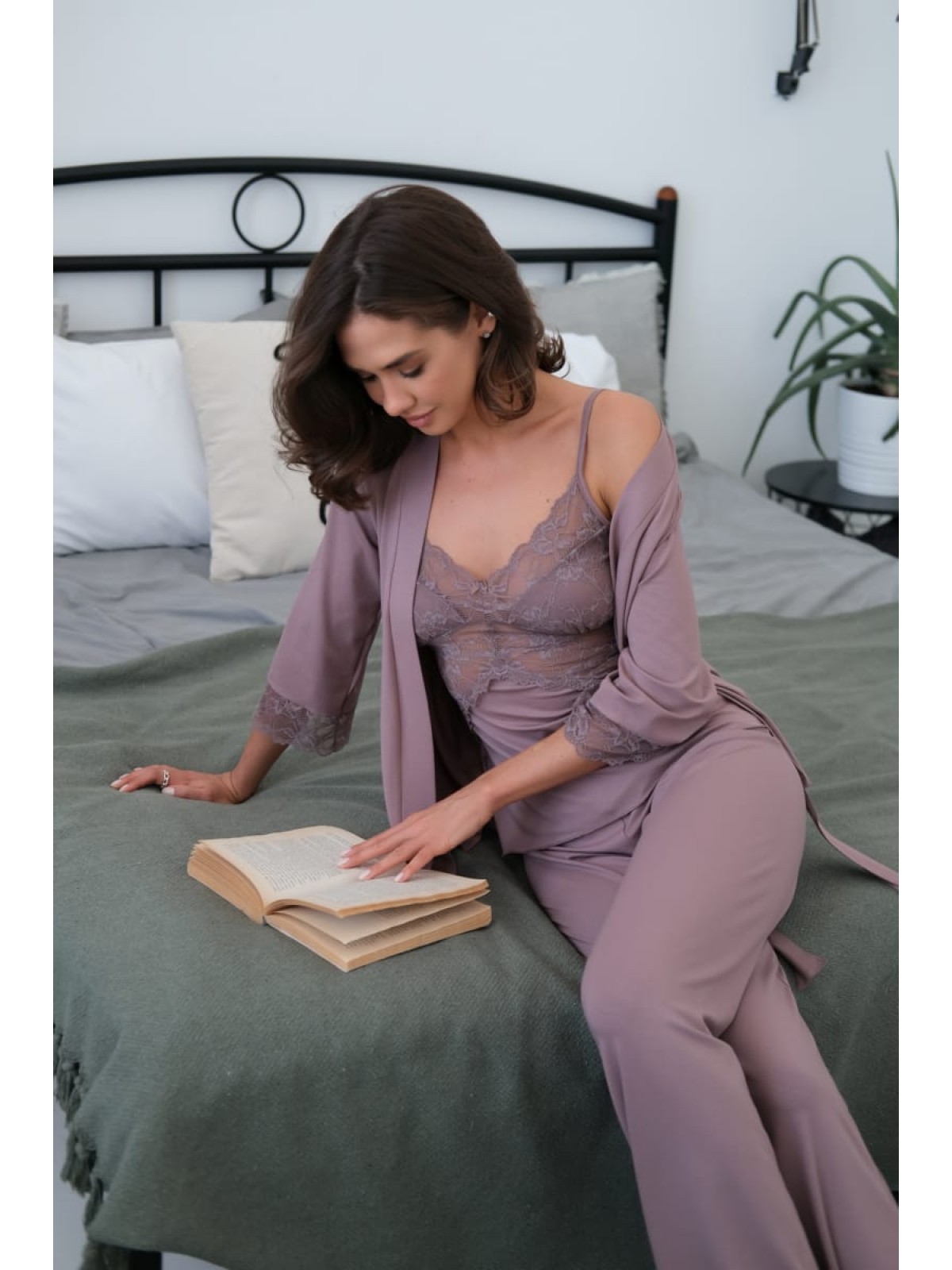 Pajama Set TP-M-4 Latte Violet Delux