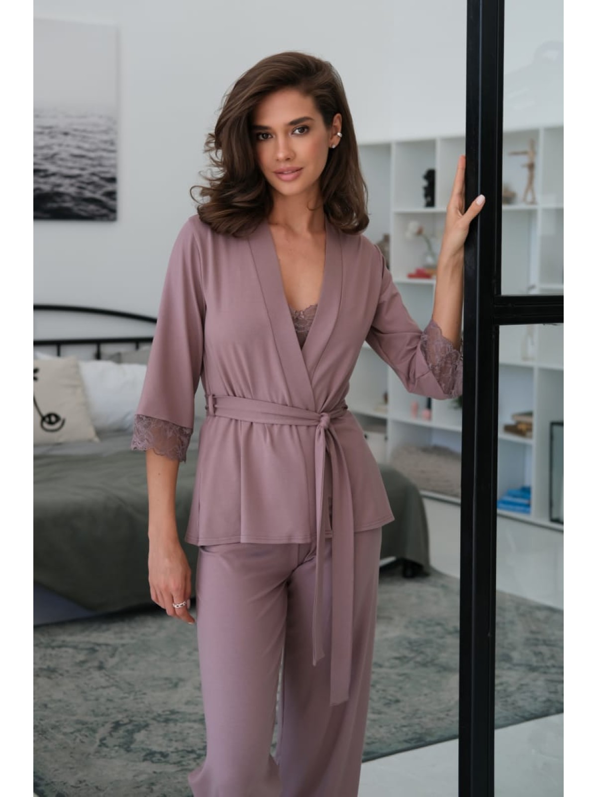 Pajama Set TP-M-4 Latte Violet Delux
