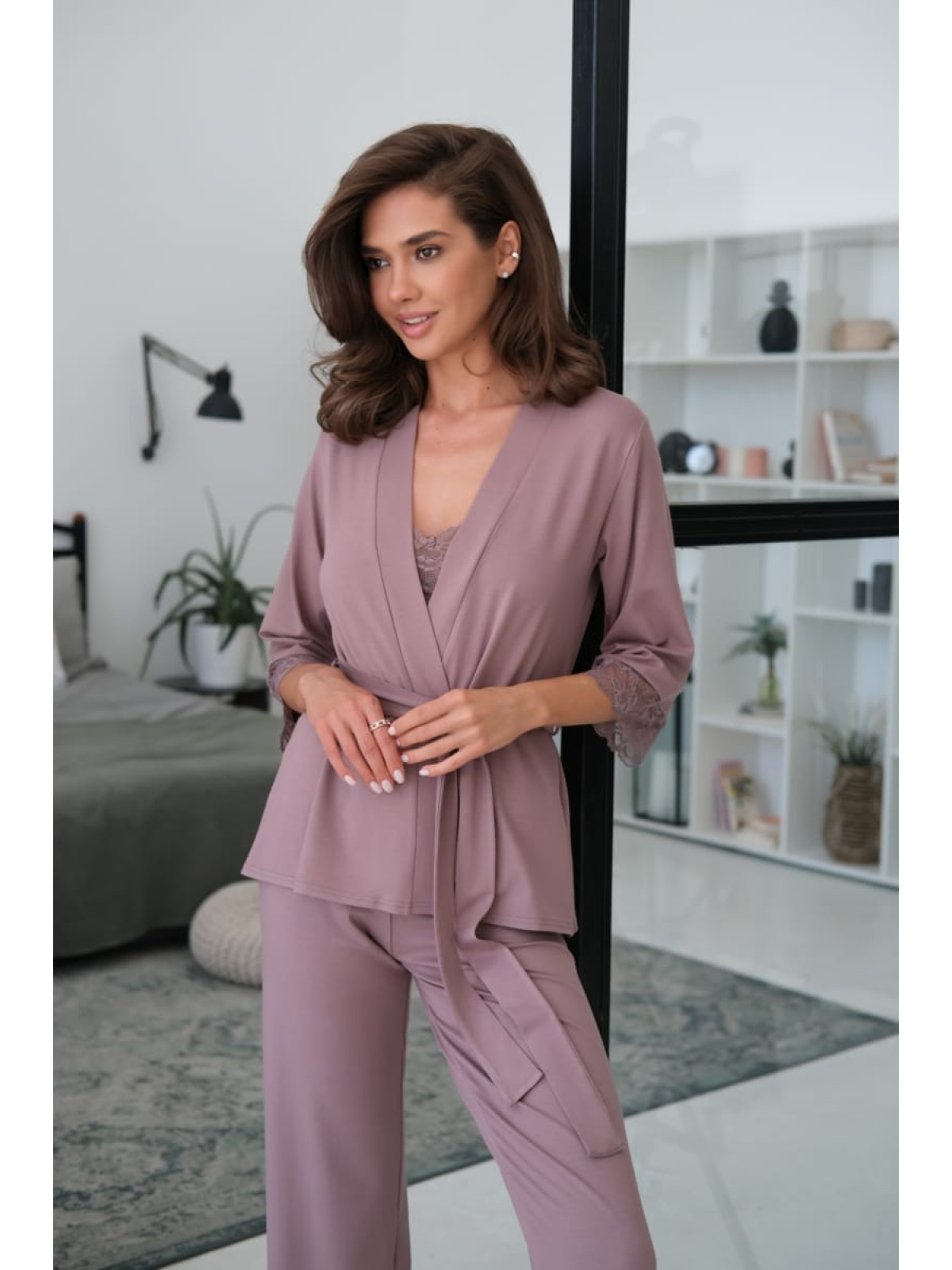 Pajama Set TP-M-4 Latte Violet Delux