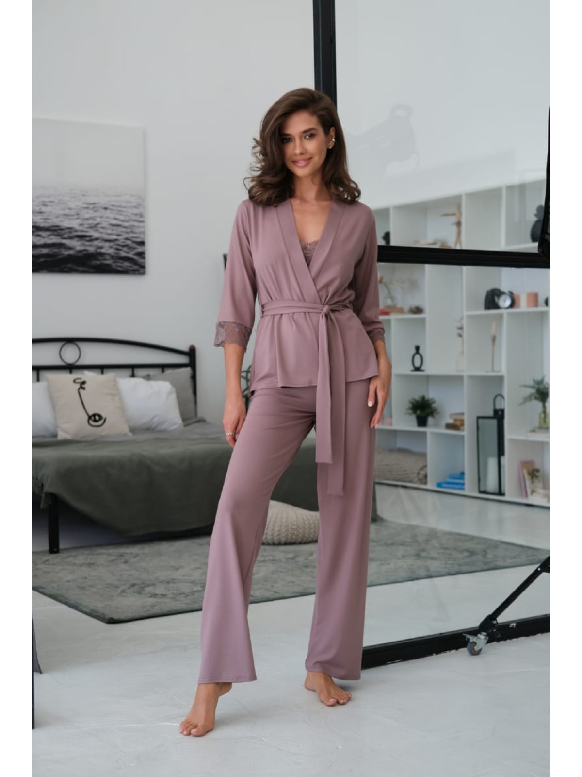 Pajama Set TP-M-4 Latte Violet Delux