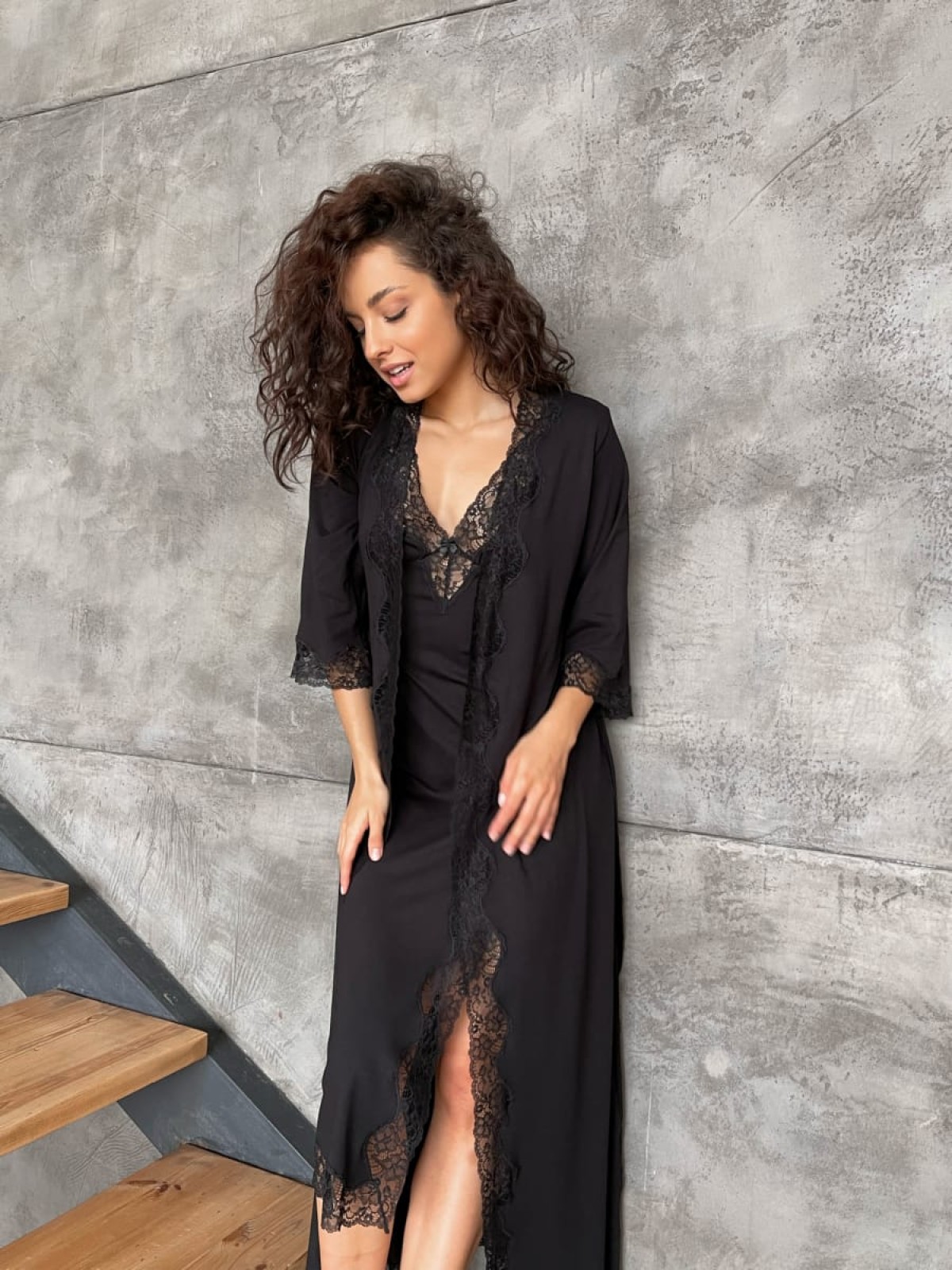 Szlafrok X-M-46 Czarny Violet Delux