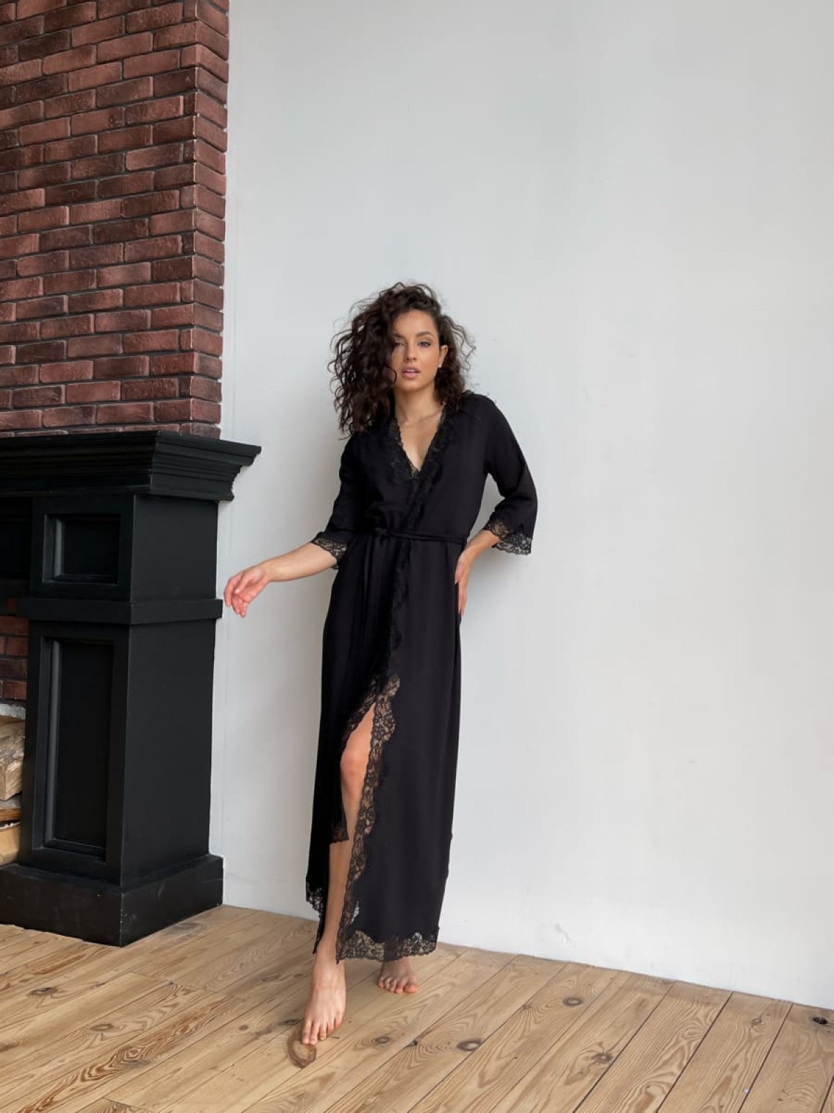 Szlafrok X-M-46 Czarny Violet Delux