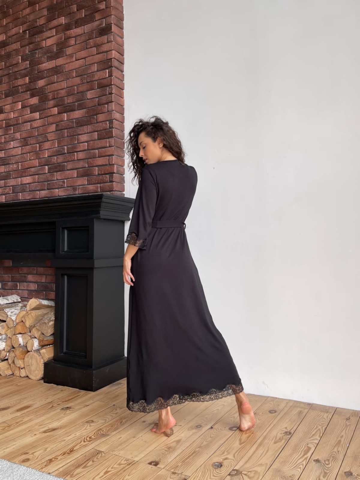 Szlafrok X-M-46 Czarny Violet Delux