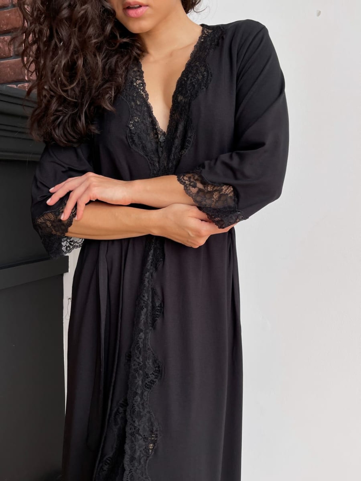 Szlafrok X-M-46 Czarny Violet Delux