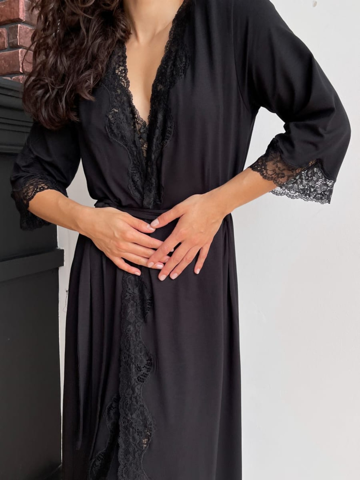 Szlafrok X-M-46 Czarny Violet Delux