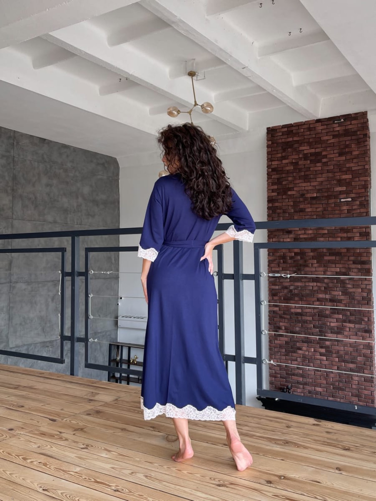 Szlafrok X-M-46 Granatowy Violet Delux