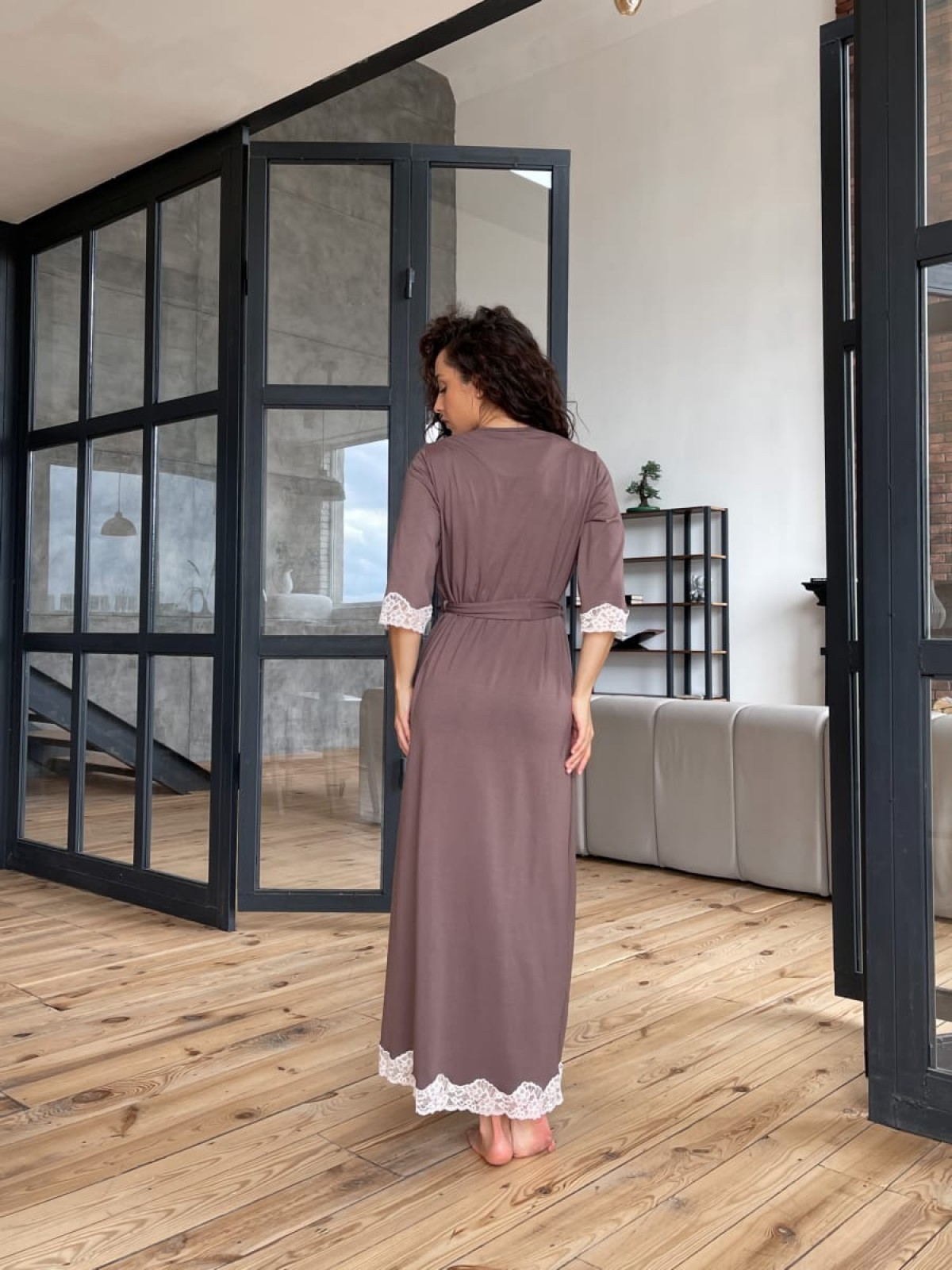 Szlafrok X-M-46 Mleczna czekolada Violet Delux