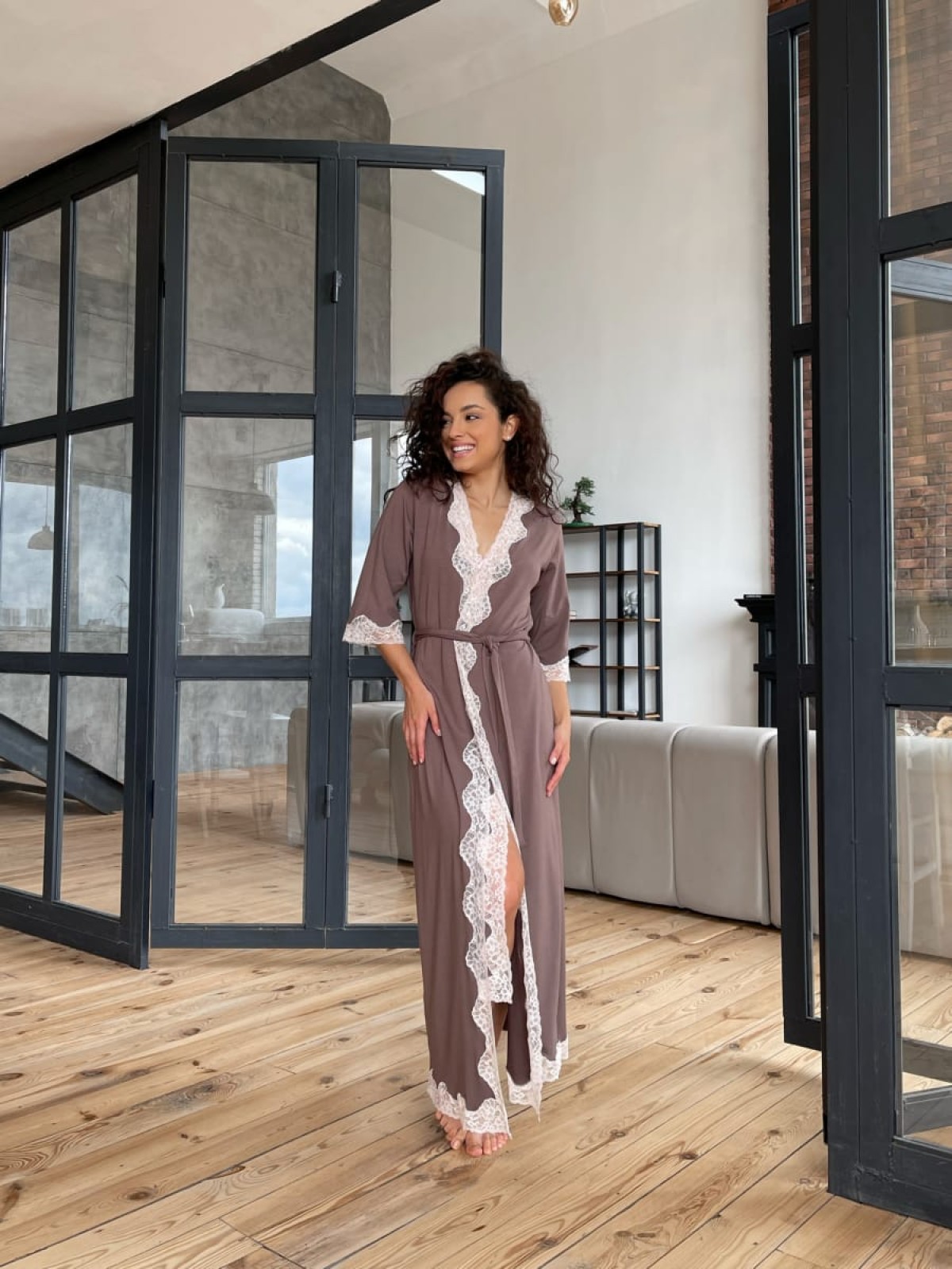 Szlafrok X-M-46 Mleczna czekolada Violet Delux