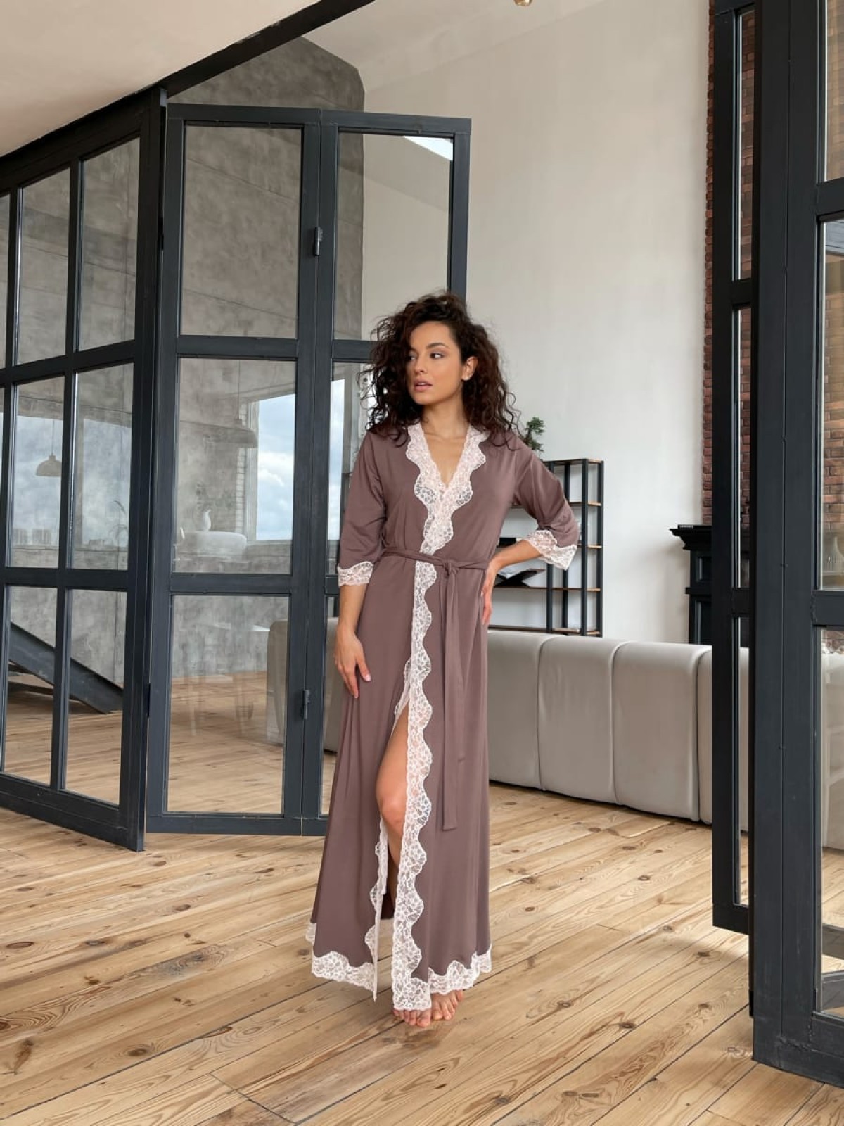 Szlafrok X-M-46 Mleczna czekolada Violet Delux