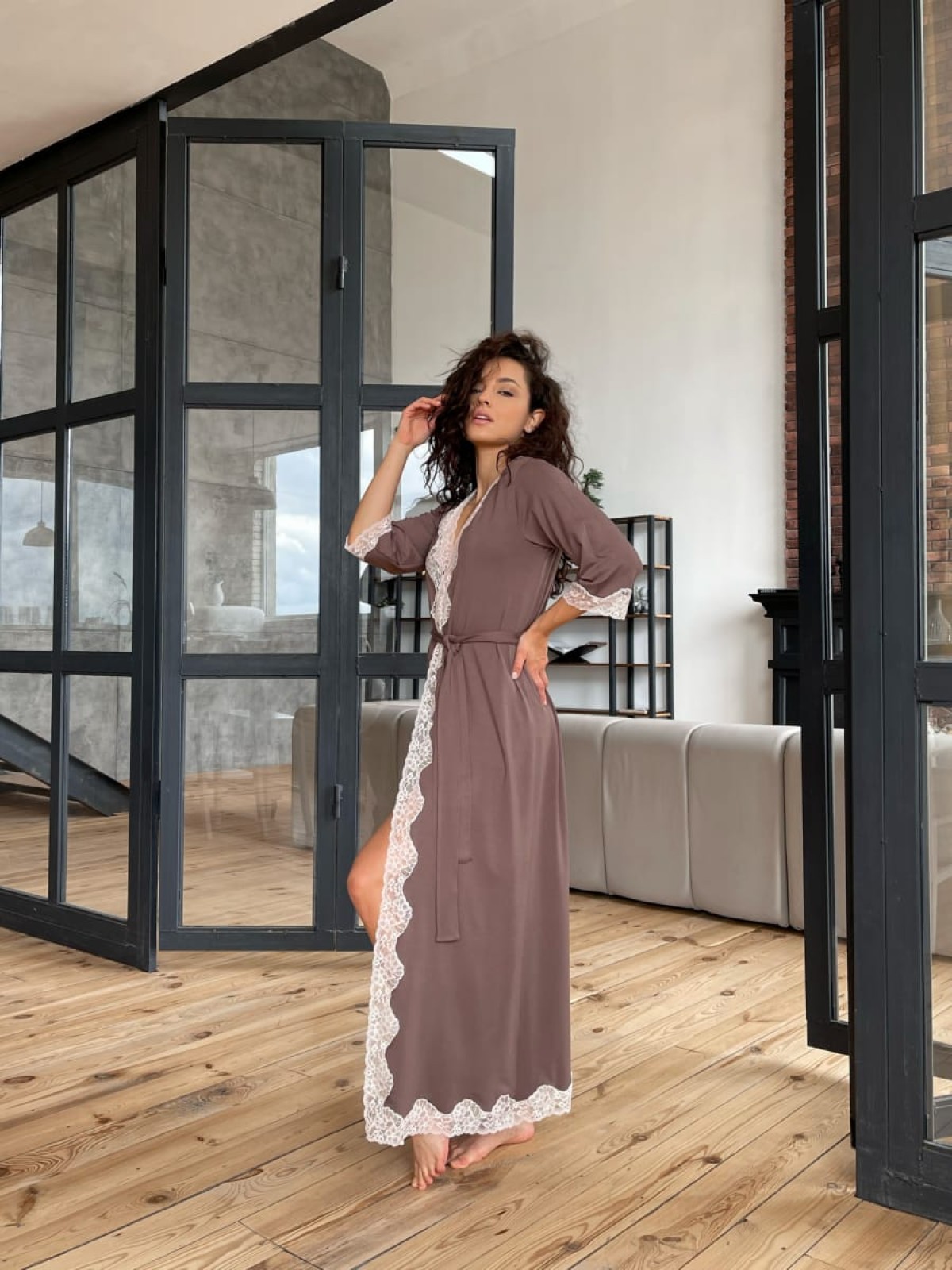 Szlafrok X-M-46 Mleczna czekolada Violet Delux