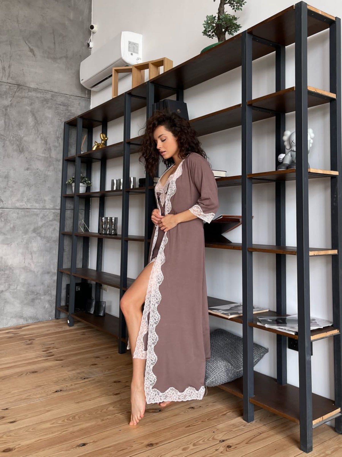 Szlafrok X-M-46 Mleczna czekolada Violet Delux