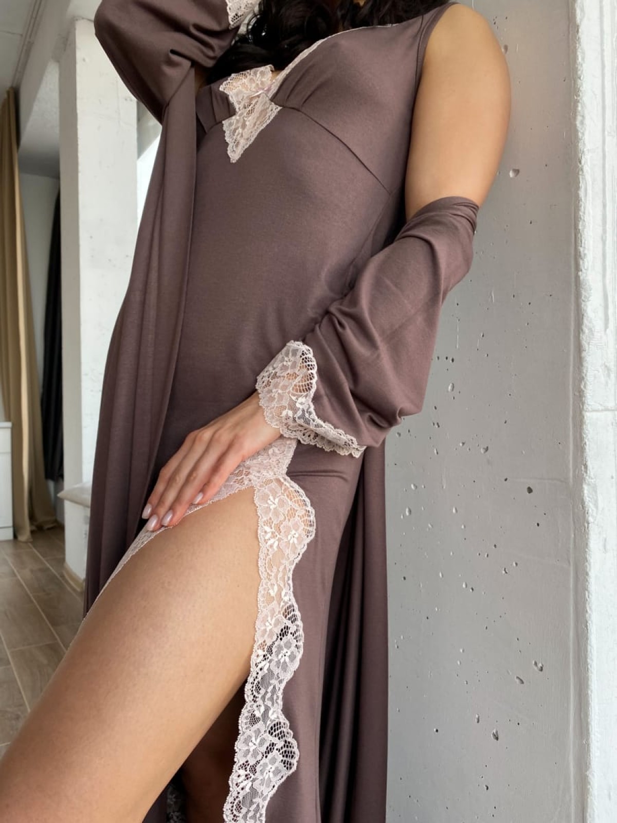 Koszula Nocne HC-M-108 Mleczna czekolada Violet Delux