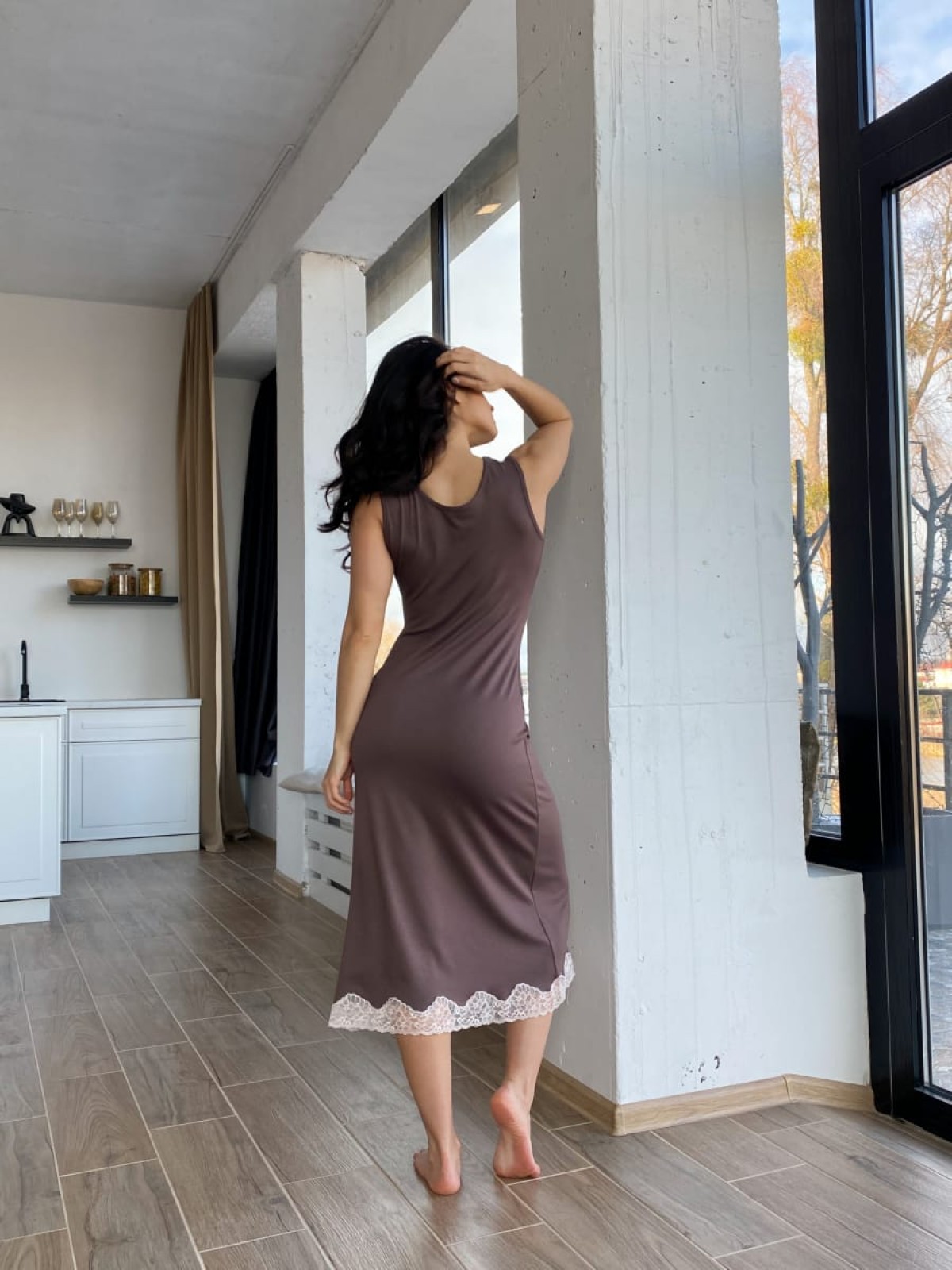 Koszula Nocne HC-M-108 Mleczna czekolada Violet Delux