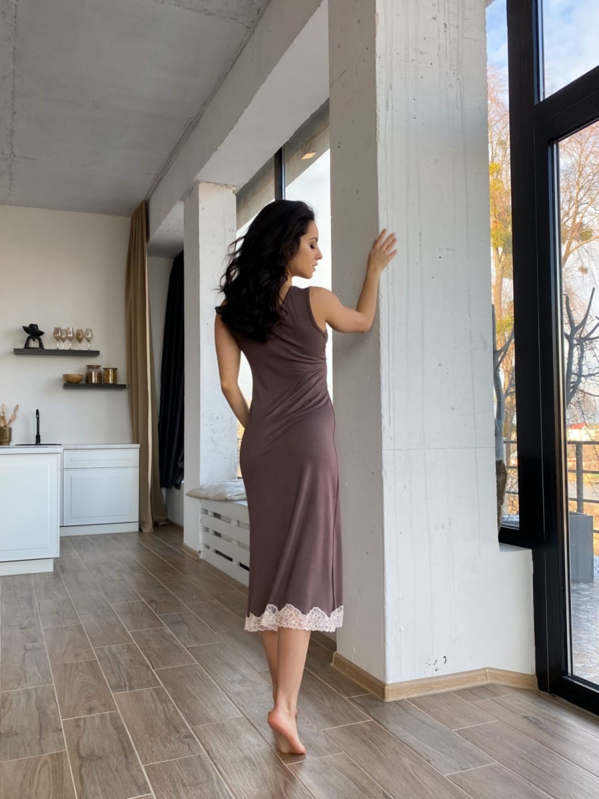 Koszula Nocne HC-M-108 Mleczna czekolada Violet Delux